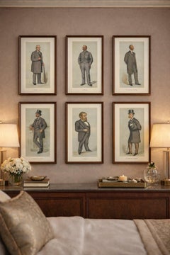 Set of Six Victorian Vanity Fair Caricatures, British Elite, 1883