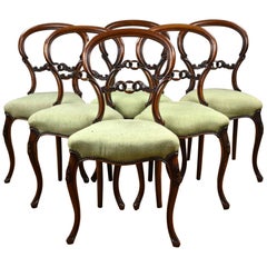 Set of Six Victorian Walnut Dining Chairs