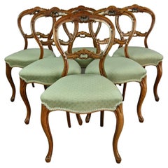 Set of Six Victorian Walnut Dining Chairs