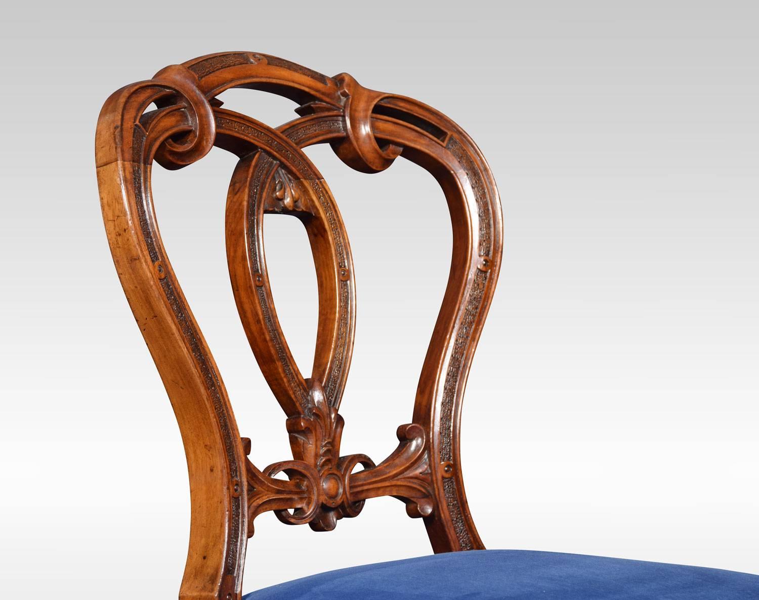 British Set of Six Victorian Walnut Dining Room Chairs