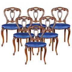 Set of Six Victorian Walnut Dining Room Chairs