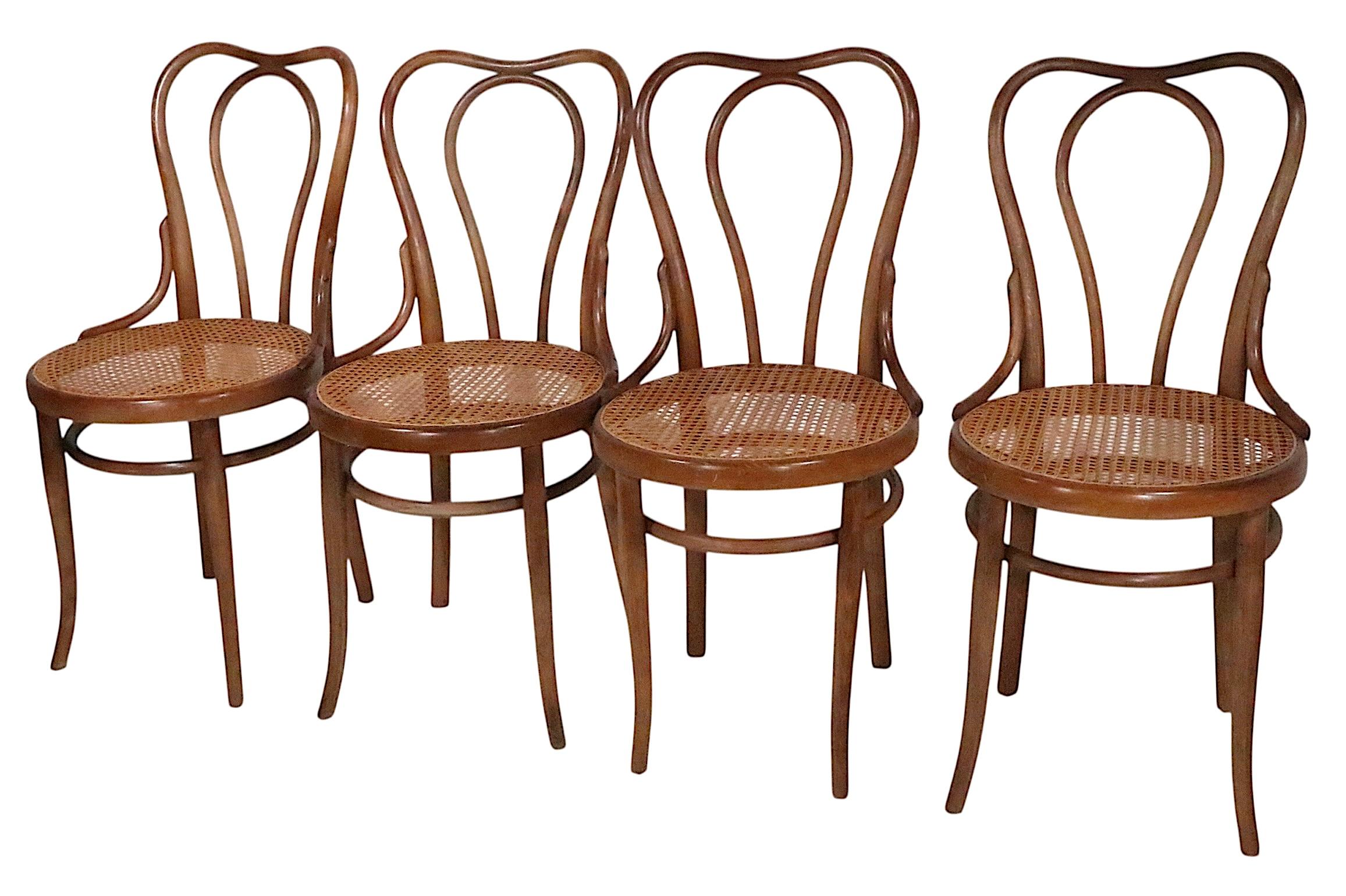 Set di sei scessionisti di Vienna  Sedie da pranzo in legno curvato realizzate in Austria da Thonet In condizioni buone in vendita a New York, NY