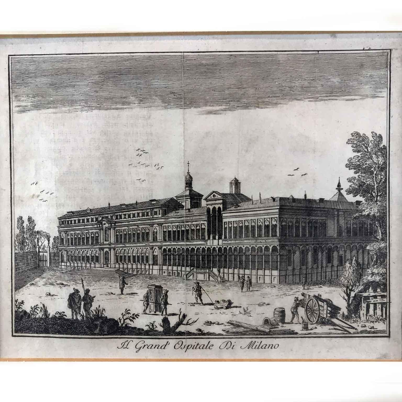 Set of Six Neoclassical Views of Milan, Six Italian Original Engravings 1751  3