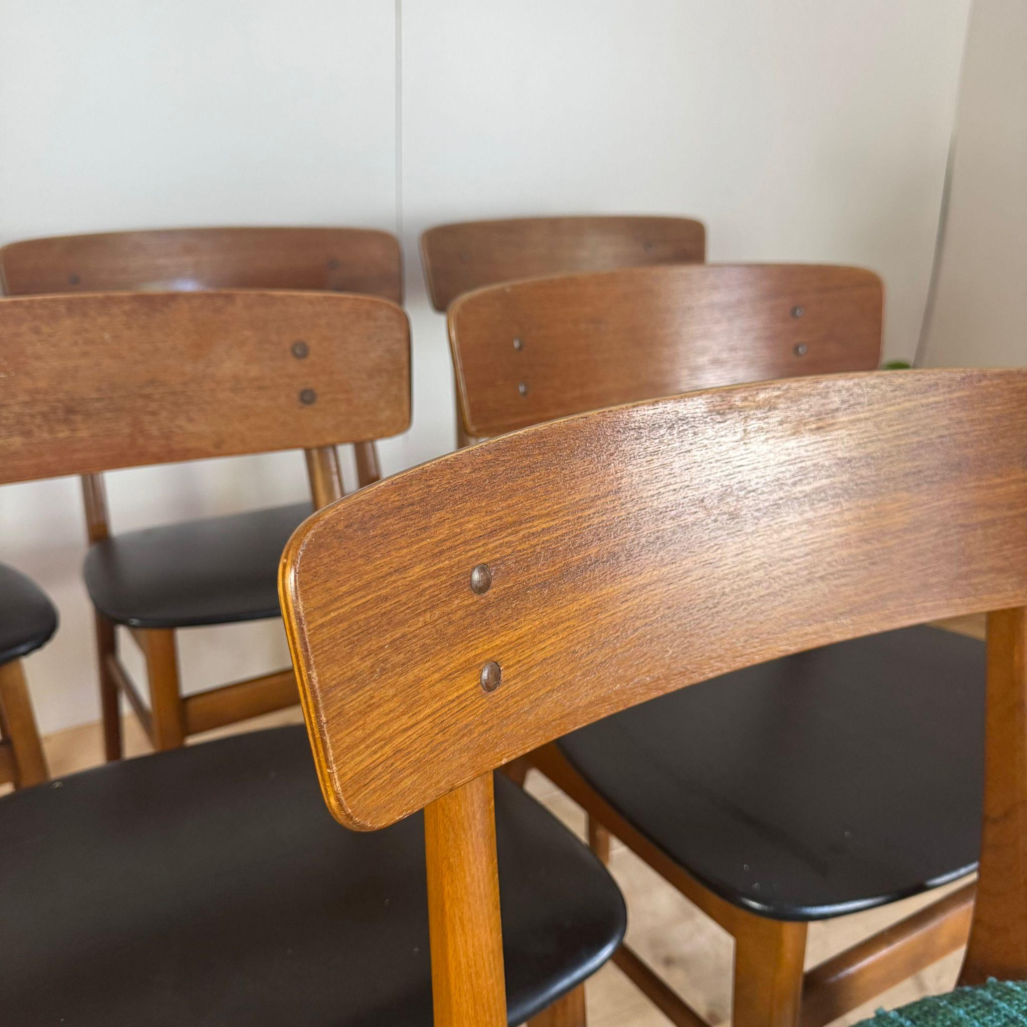 Ensemble de six chaises de salle à manger en teck vinatge, Danemark 1960 Bon état - En vente à Torino, IT
