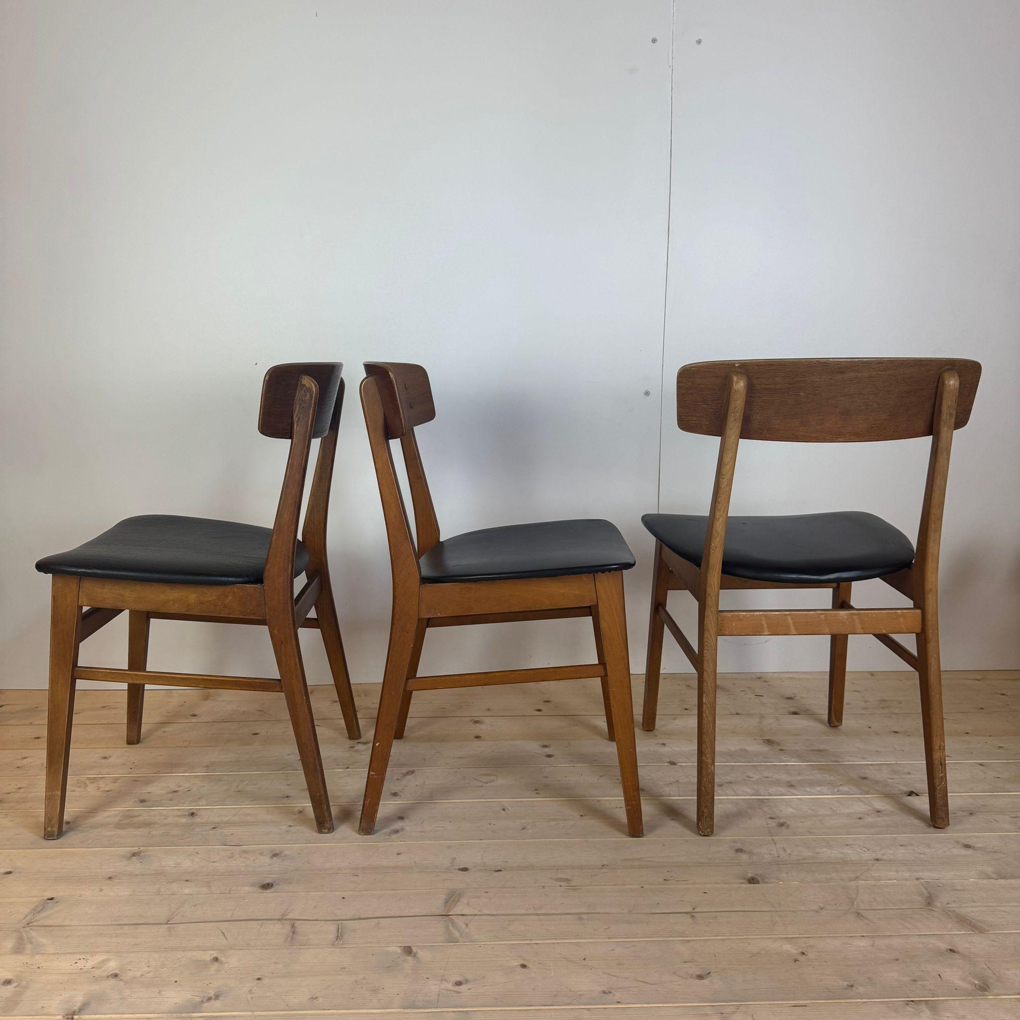 Mid-20th Century Ensemble de six chaises de salle à manger en teck vinatge, Danemark 1960 en vente