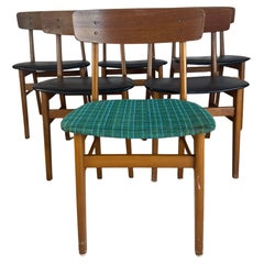 Ensemble de six chaises de salle à manger en teck vinatge, Danemark 1960