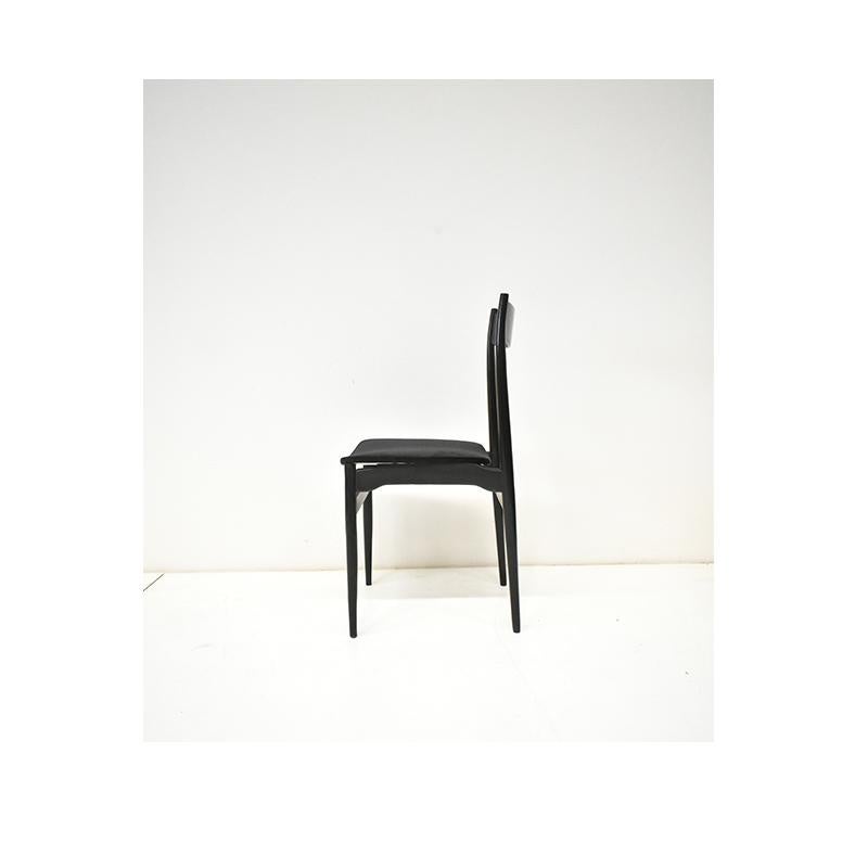  1960Set of Six Vintage Chairs,  black wooden structure and black velvet 2