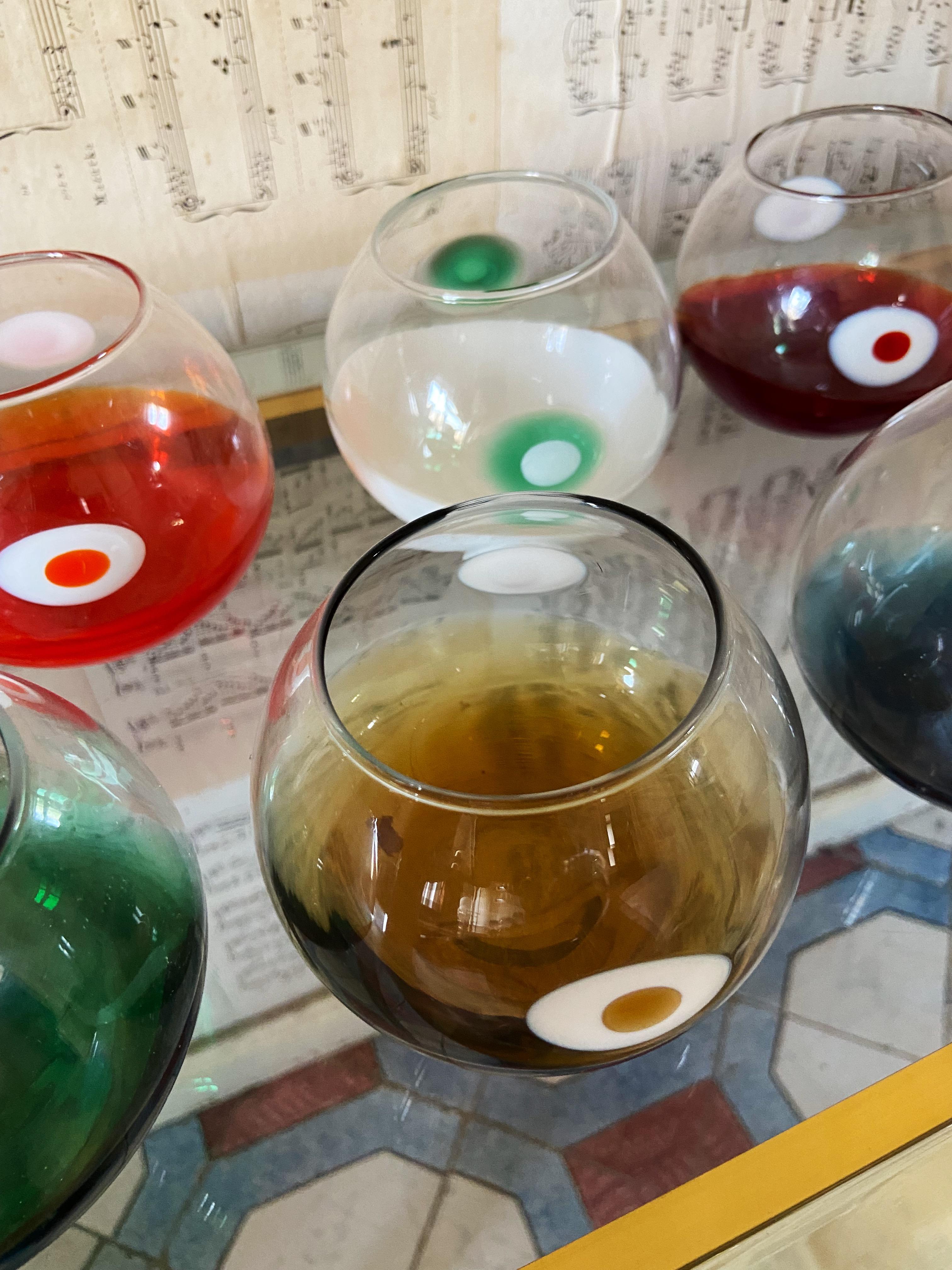 Juego de seis vasos de Murano vintage de los años 70 en Bueno estado para la venta en Palermo, PA