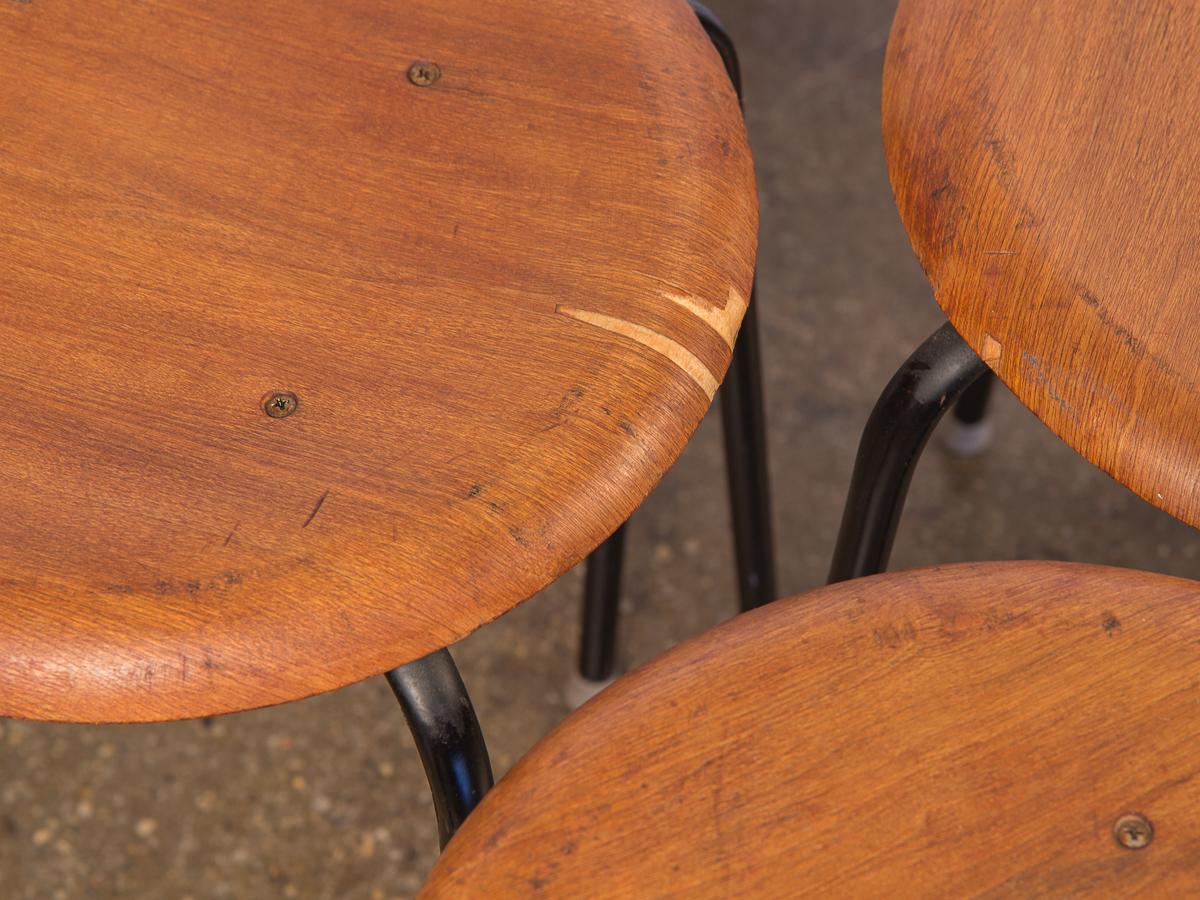 Set of Six Vintage Arne Jacobsen Dot Stools In Fair Condition In Brooklyn, NY