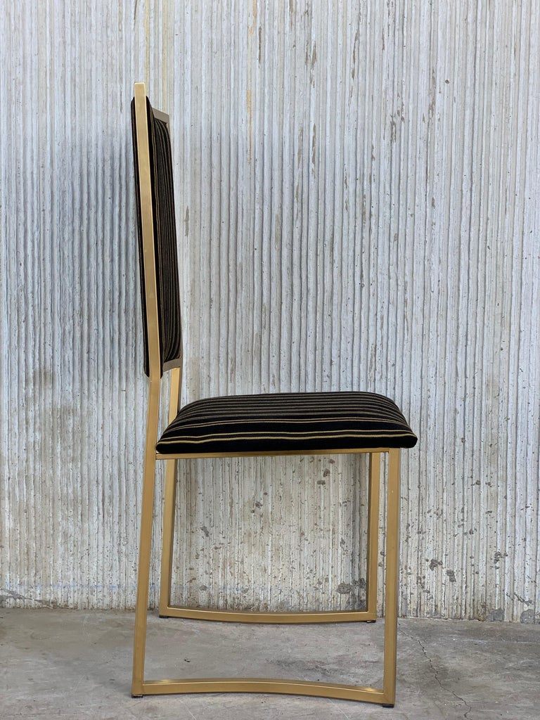 Set of Six Vintage Brass and Velvet Dining Chairs at 1stdibs