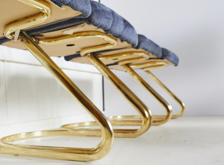 Late 20th Century Set of Six Vintage Brass Cantilever Dining Chairs by Douglas Furniture