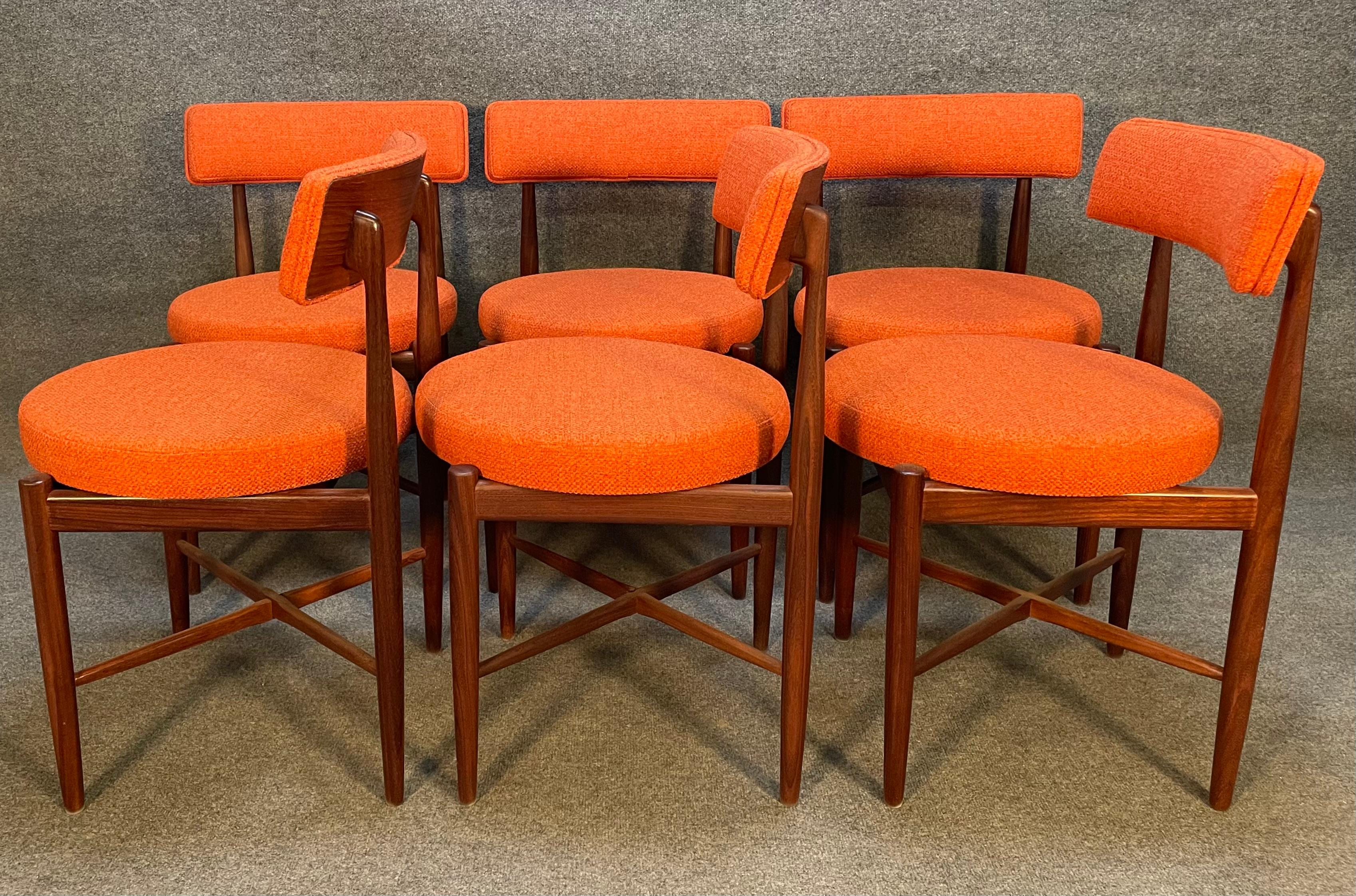 Woodwork Set of Six Vintage British Mid-Century Modern Teak Dining Chairs by G Plan