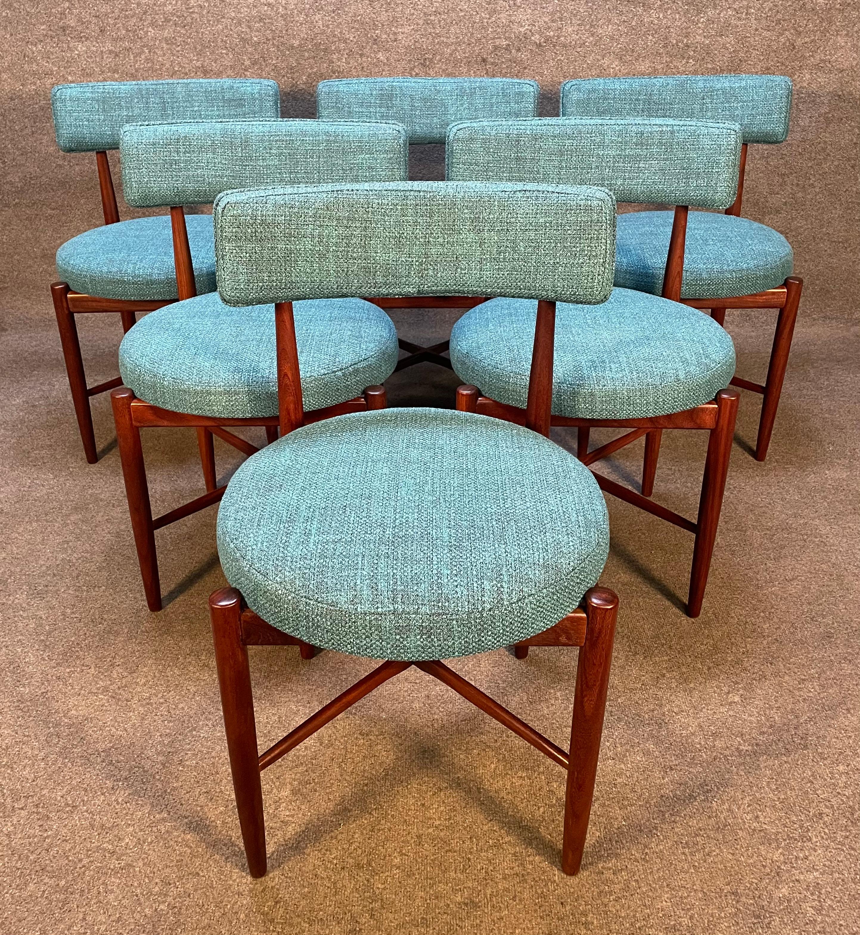 English Set of Six Vintage British Mid-Century Modern Teak Dining Chairs by G Plan
