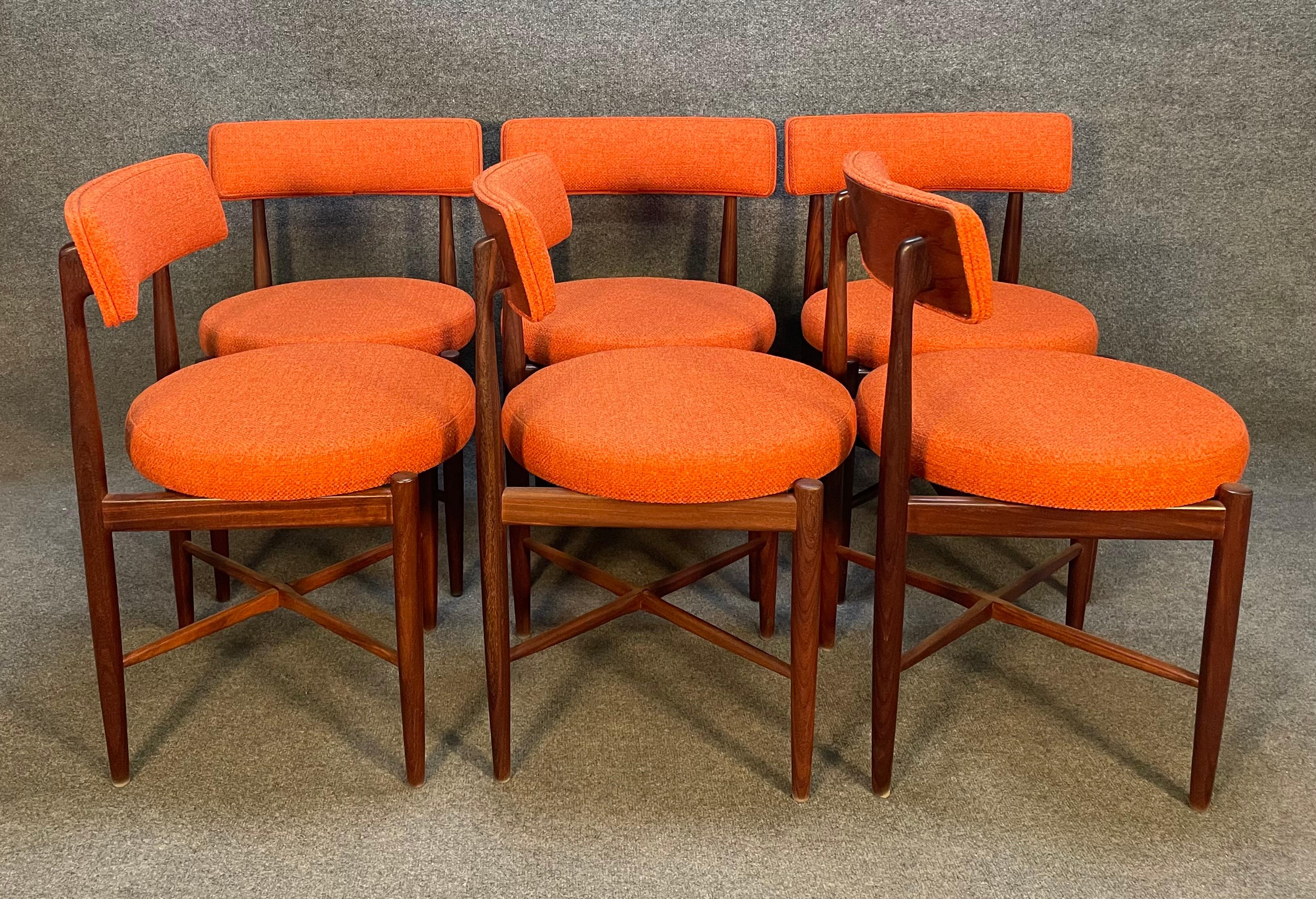 Mid-20th Century Set of Six Vintage British Mid-Century Modern Teak Dining Chairs by G Plan