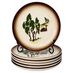 Juego de seis platos pequeños vintage de Brock of California, estilo rústico