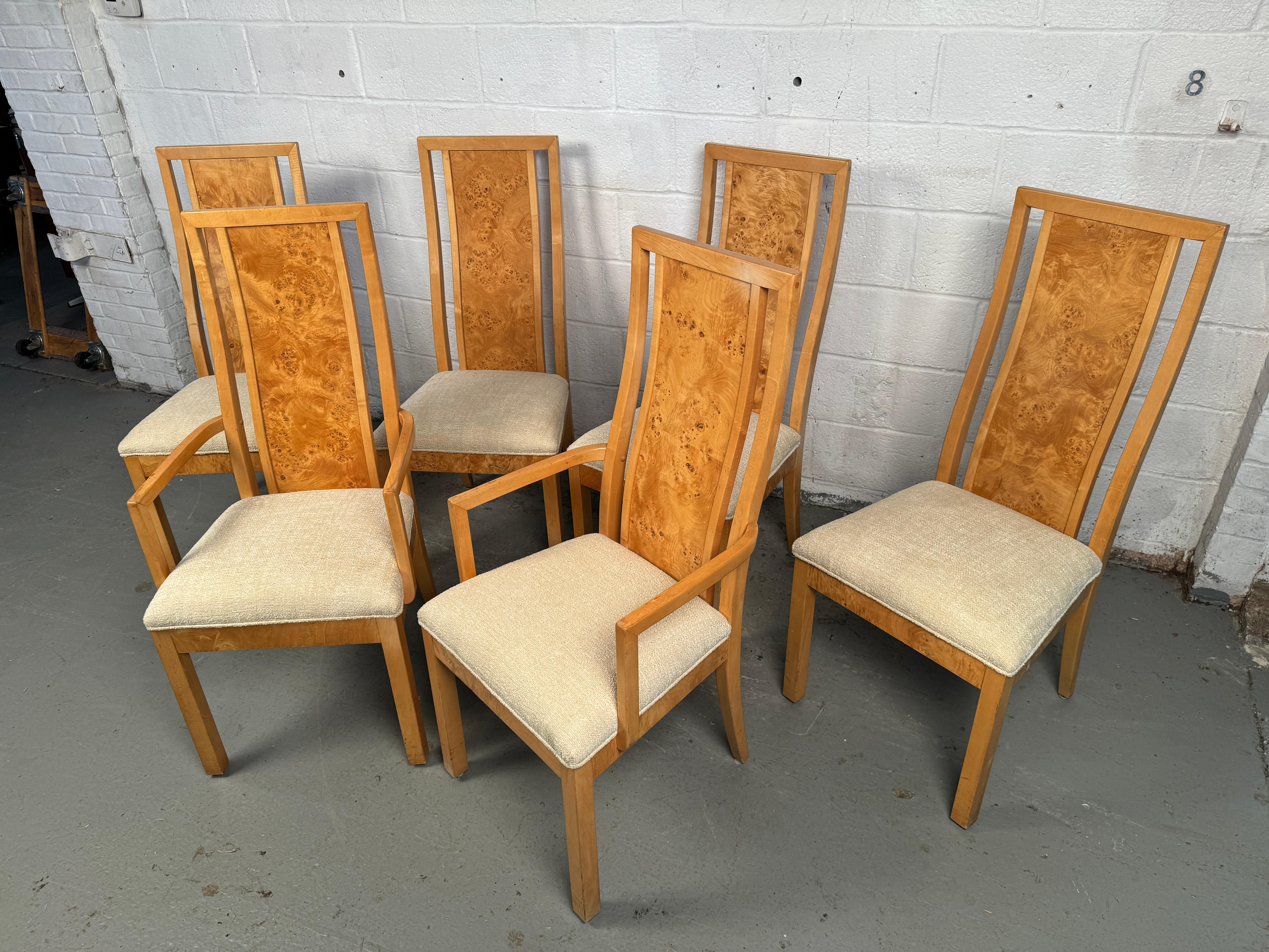 Mid-Century Modern Ensemble de six chaises de salle à manger vintage en broussin en vente