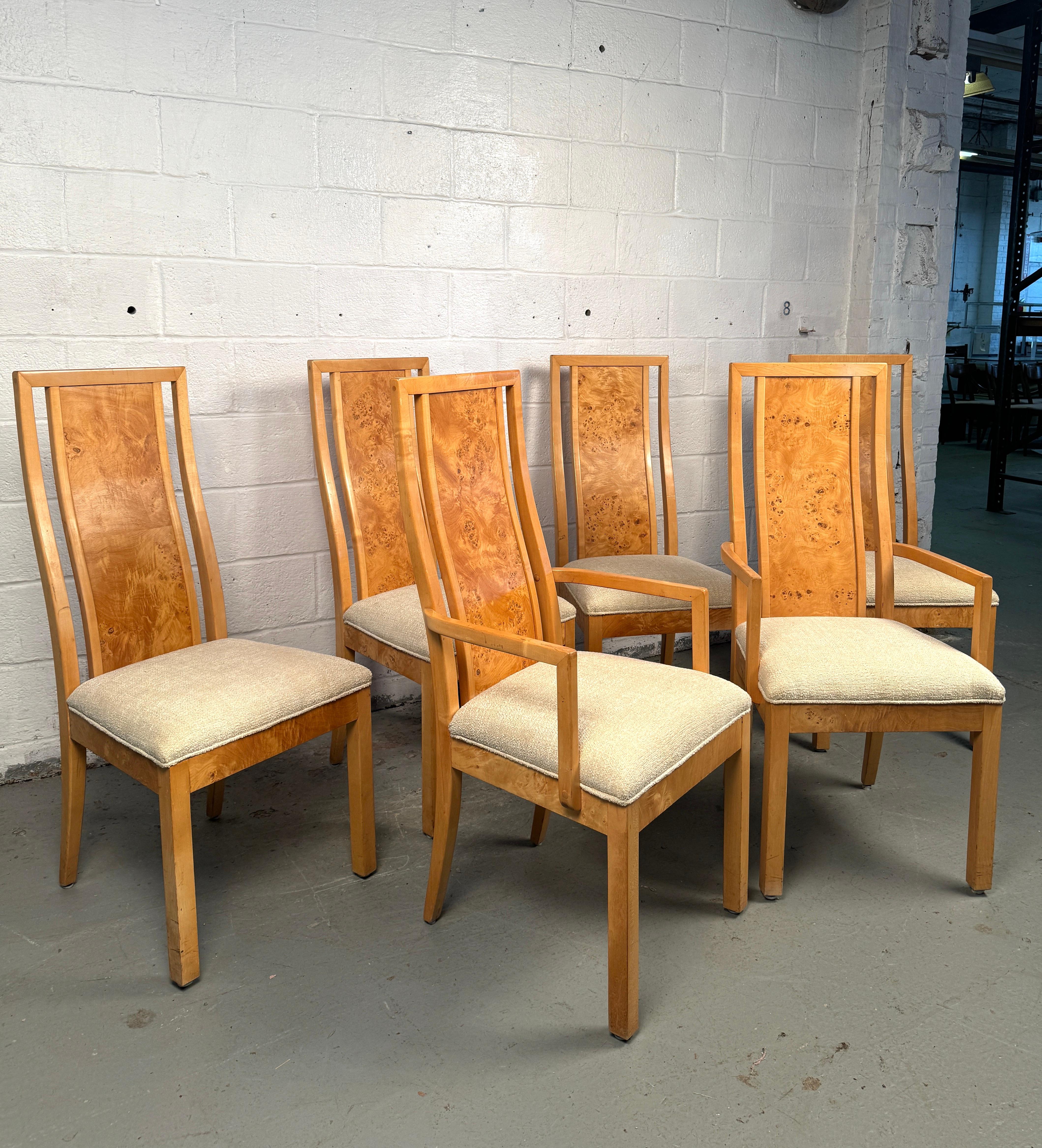 Ensemble de six chaises de salle à manger vintage en broussin Bon état - En vente à Brooklyn, NY