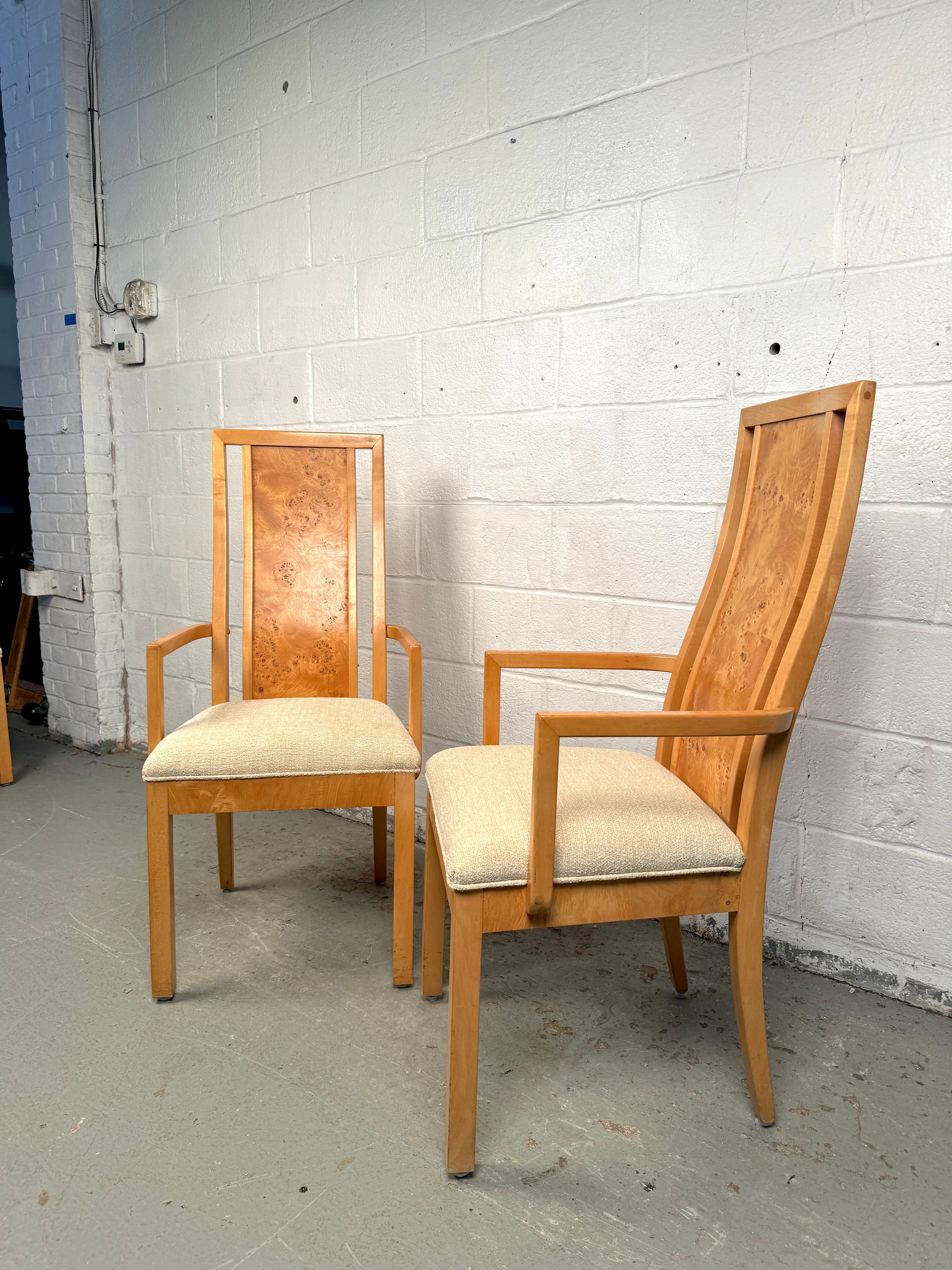 20ième siècle Ensemble de six chaises de salle à manger vintage en broussin en vente