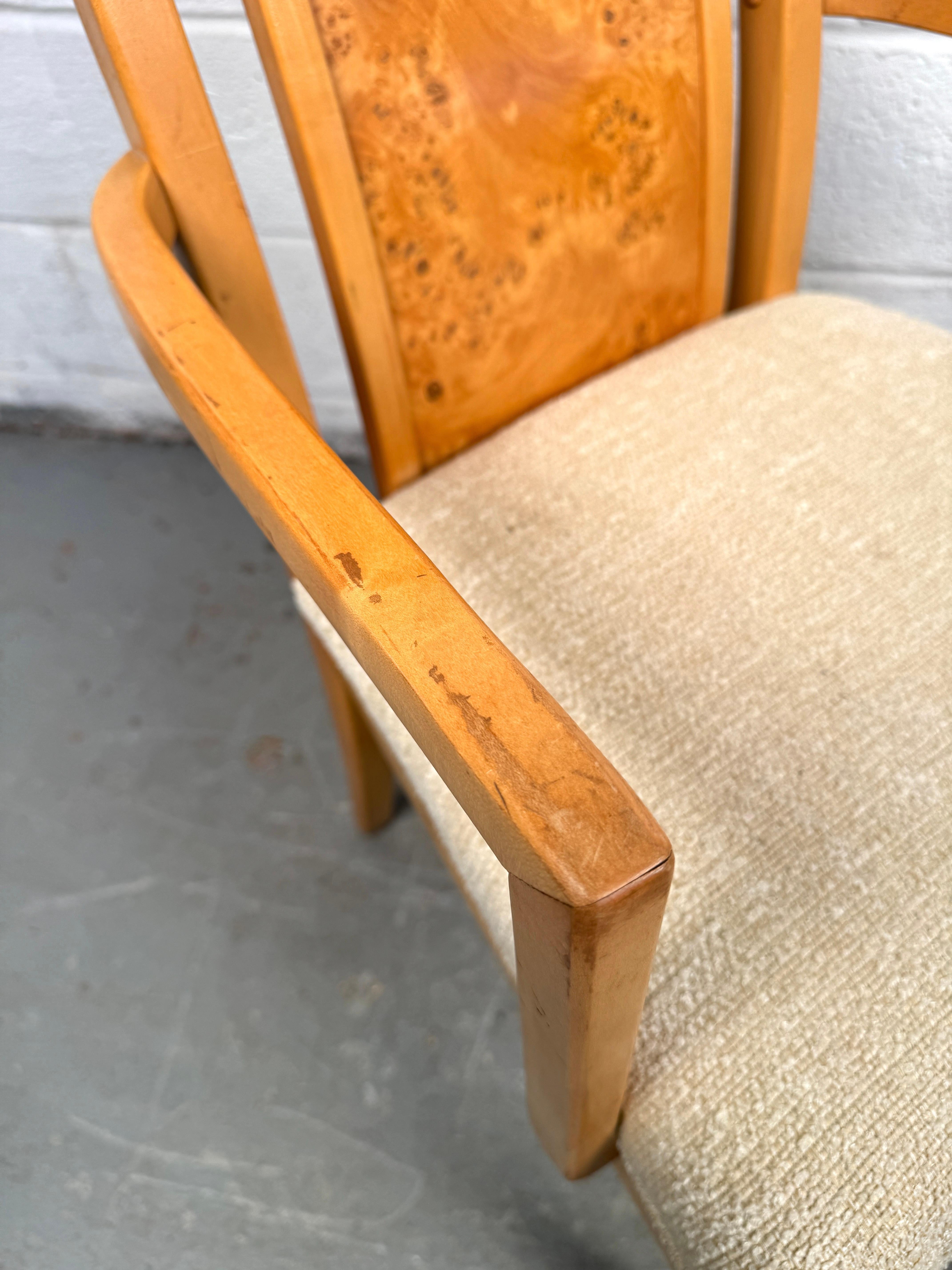 Ensemble de six chaises de salle à manger vintage en broussin en vente 2