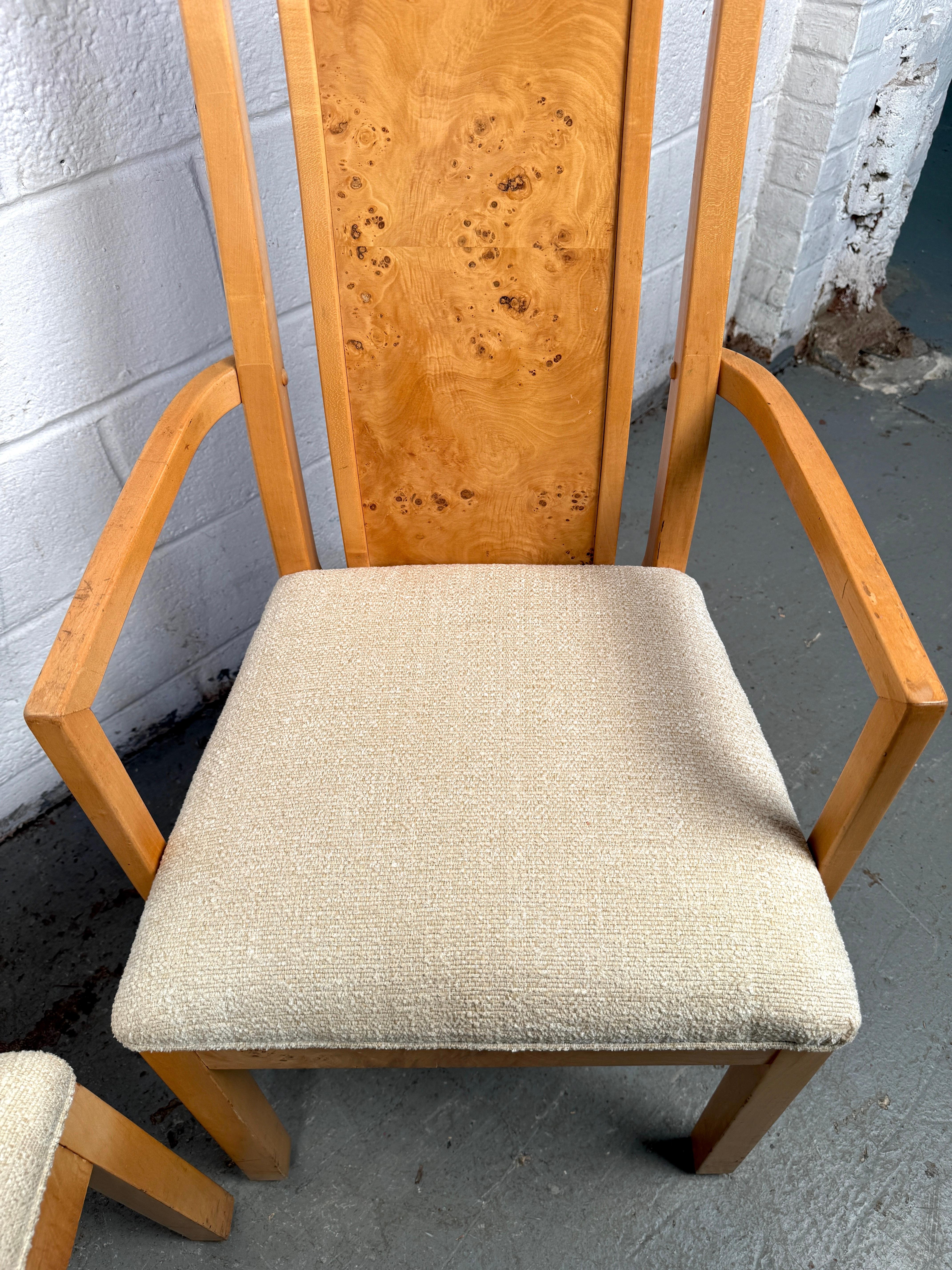 Ensemble de six chaises de salle à manger vintage en broussin en vente 4