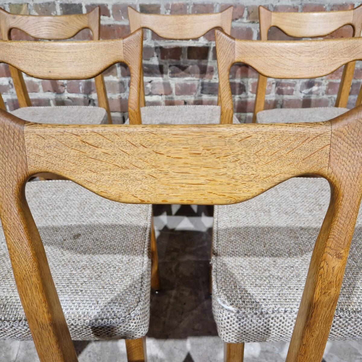 Wood Set of six Vintage Chairs by Guillerme et Chambron