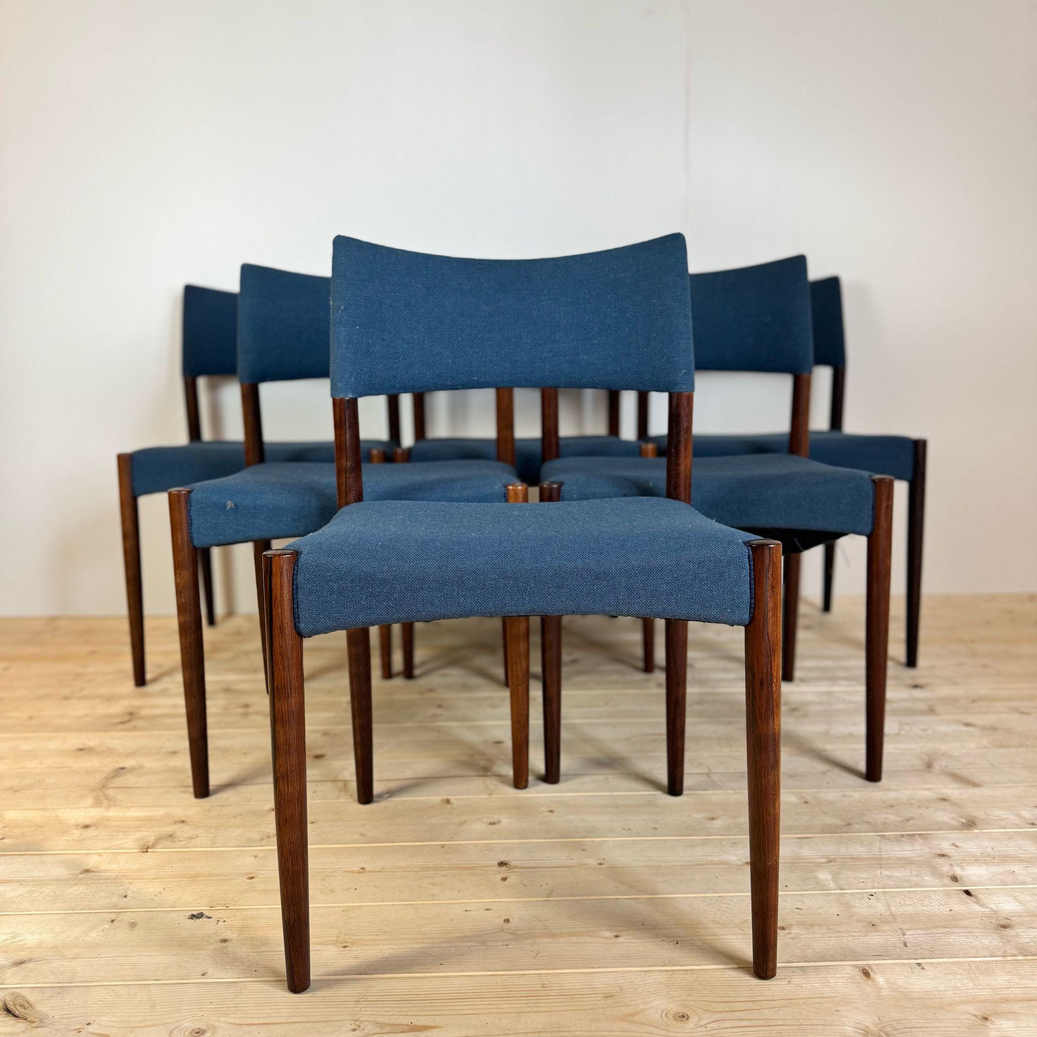 Mid-Century moderno Set of six vintage chairs, Willy Schou Andersen, Denmark 1960s in vendita