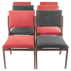 Set of Six Vintage Chairs from the 1950s Wood and Tissue Arflex Design