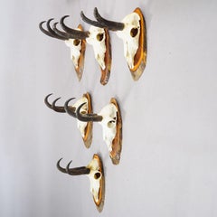 Set of Six Vintage Chamois Trophies on Wooden Plaques, Germany ca. 1970s