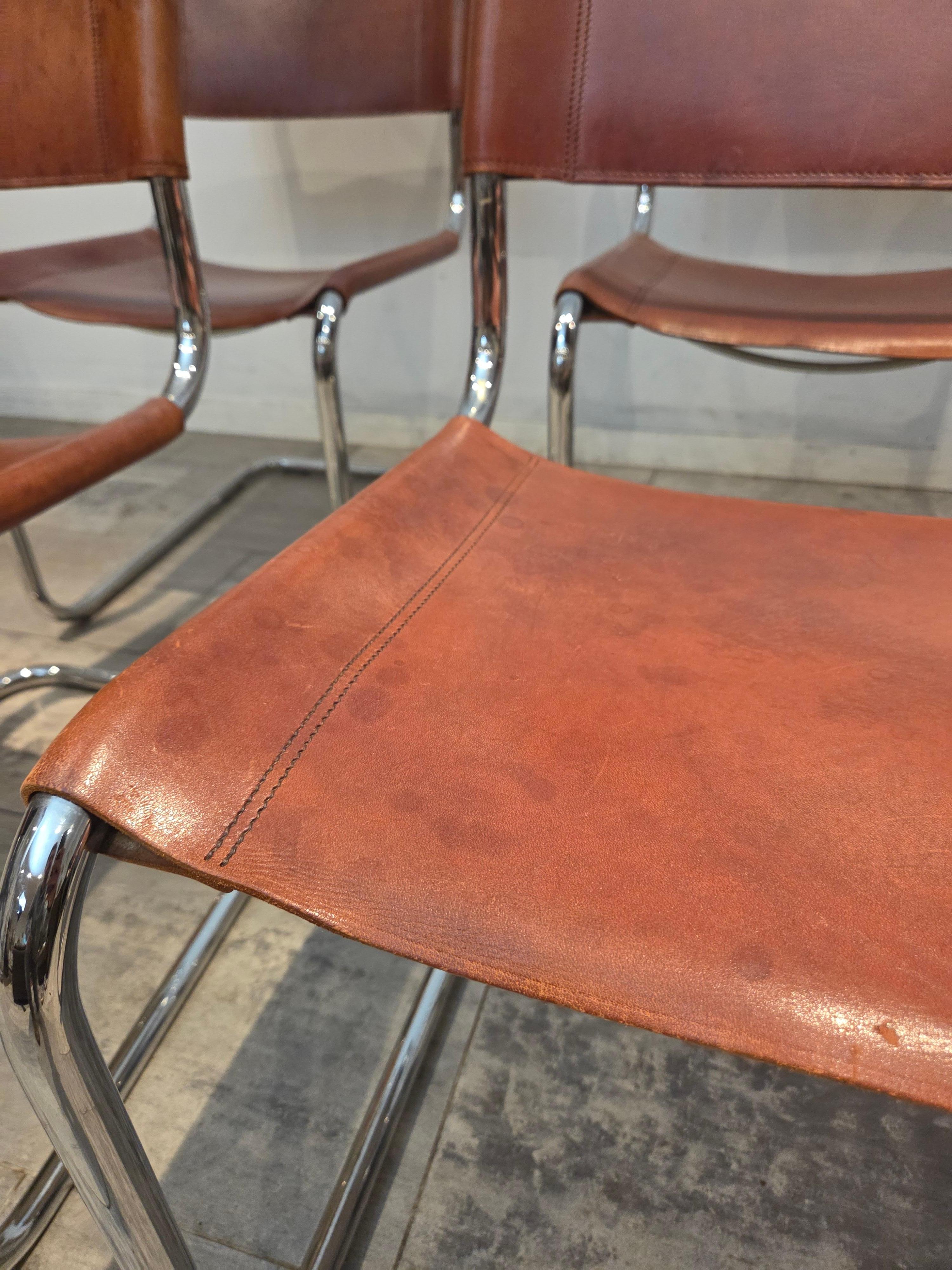 Set di sei sedie Cognac S33 d'epoca, da 