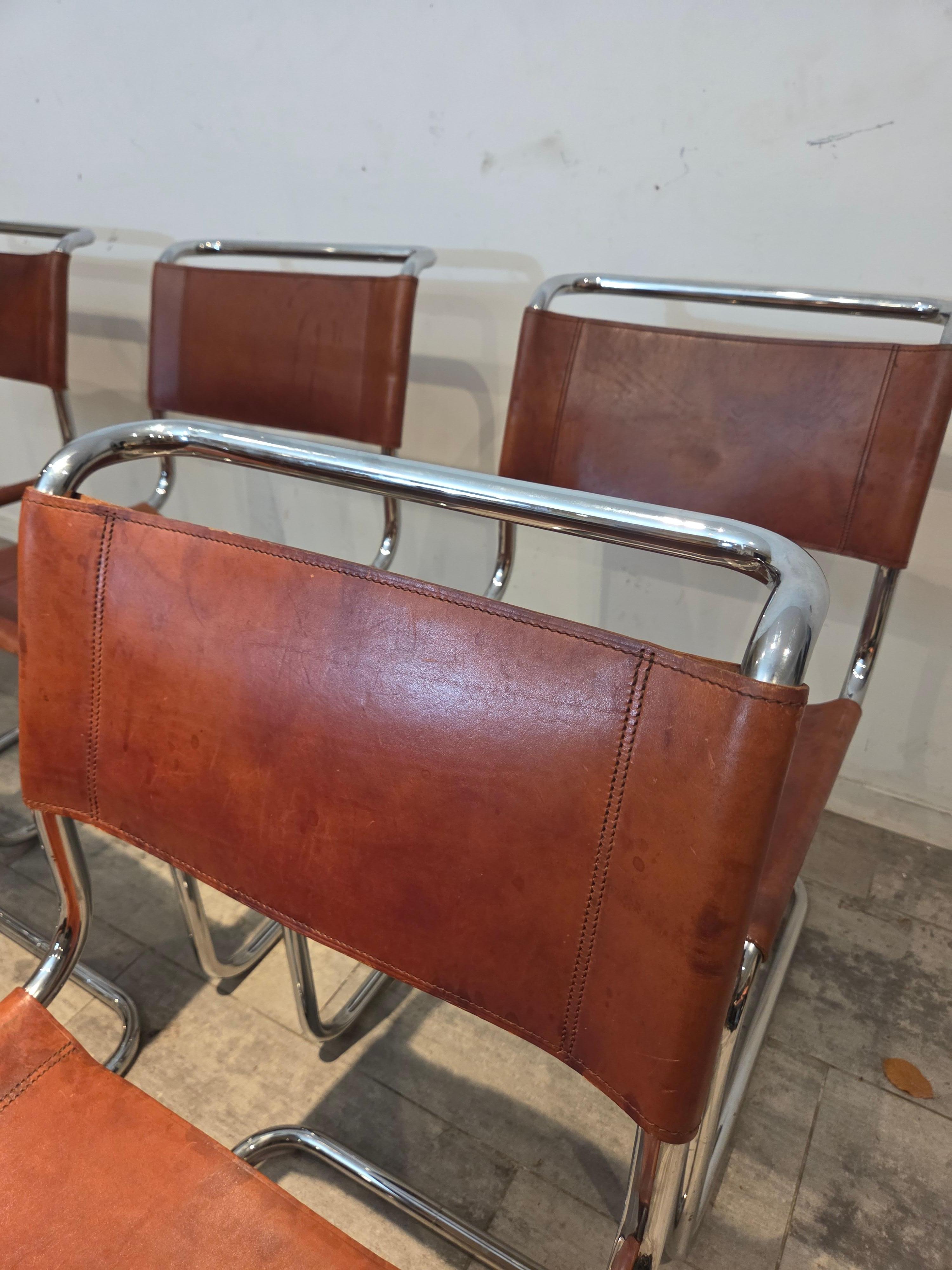 Set di sei sedie Cognac S33 d'epoca, da 