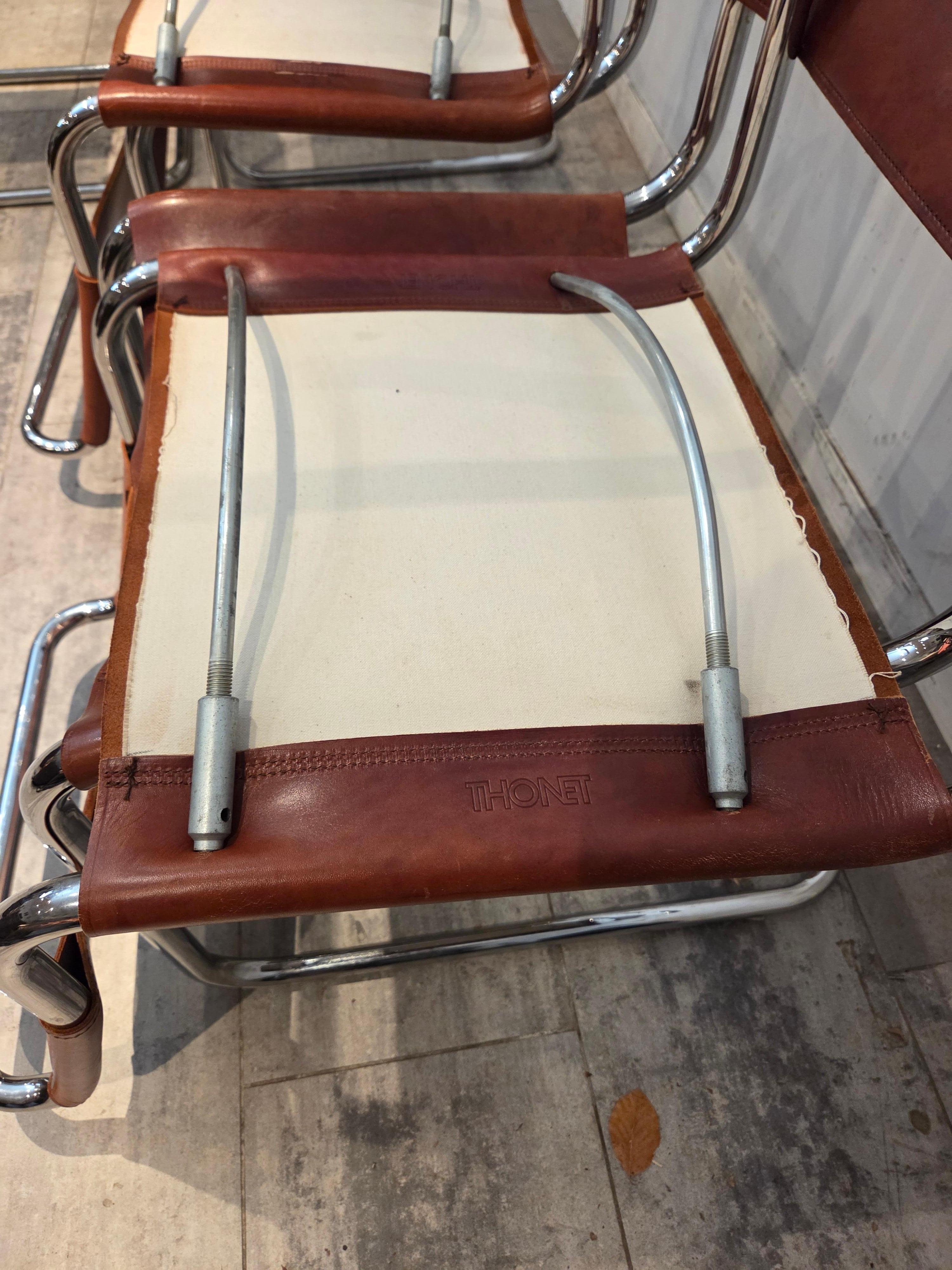 Set di sei sedie Cognac S33 d'epoca, da 