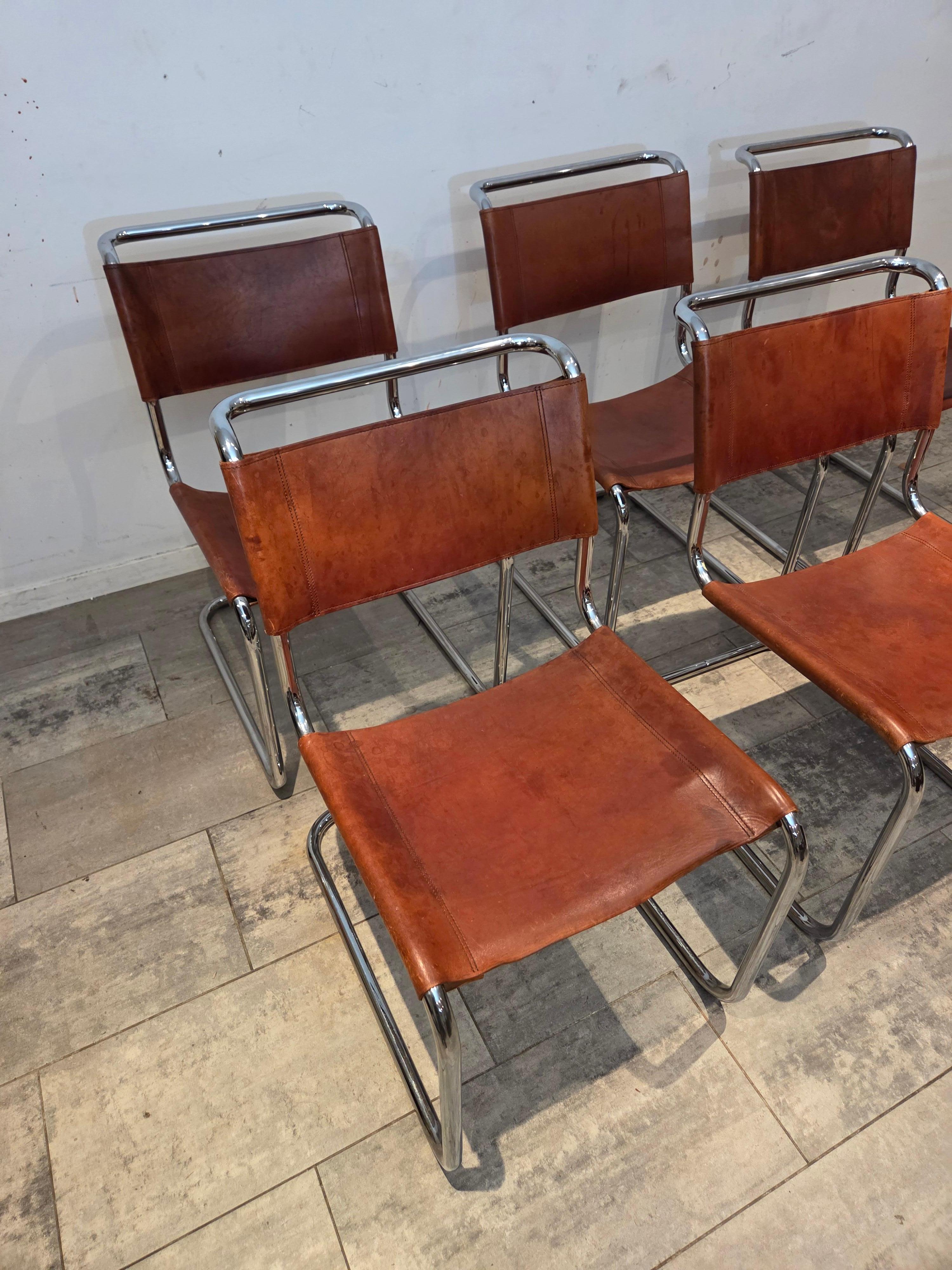 Tedesco Set di sei sedie Cognac S33 d'epoca, da 