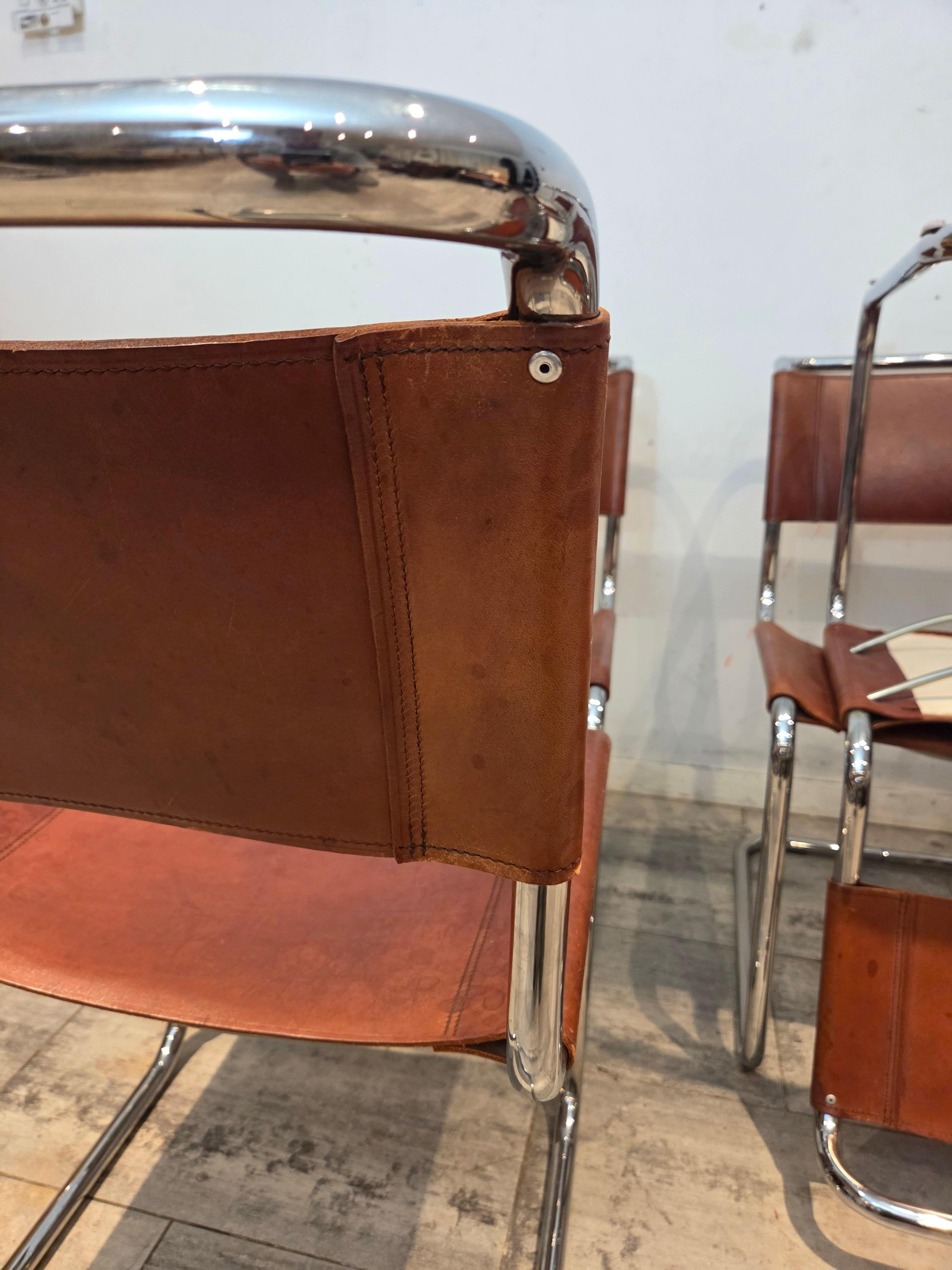 Pelle Set di sei sedie Cognac S33 d'epoca, da 