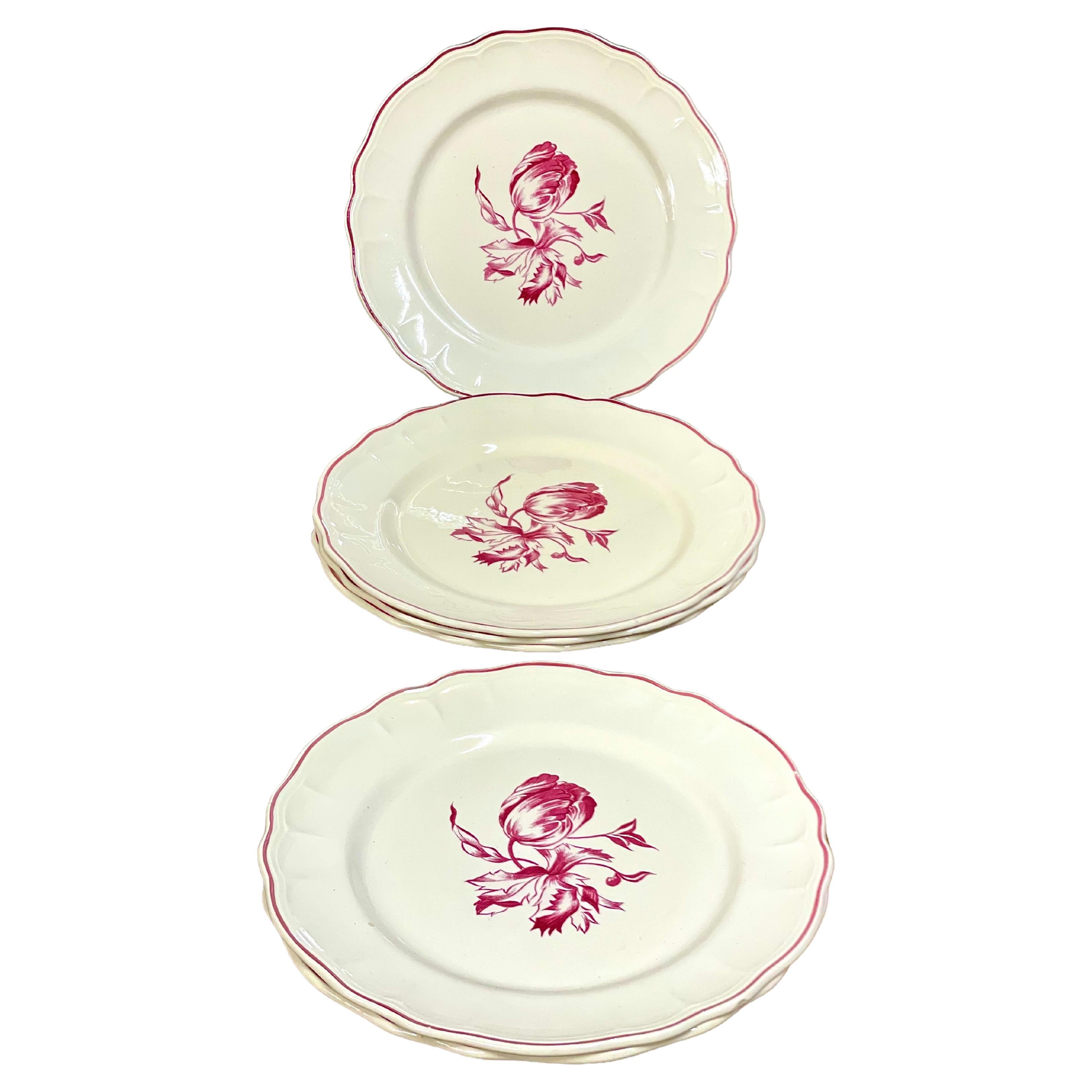 Set of Six Vintage Creamware Plates For Sale