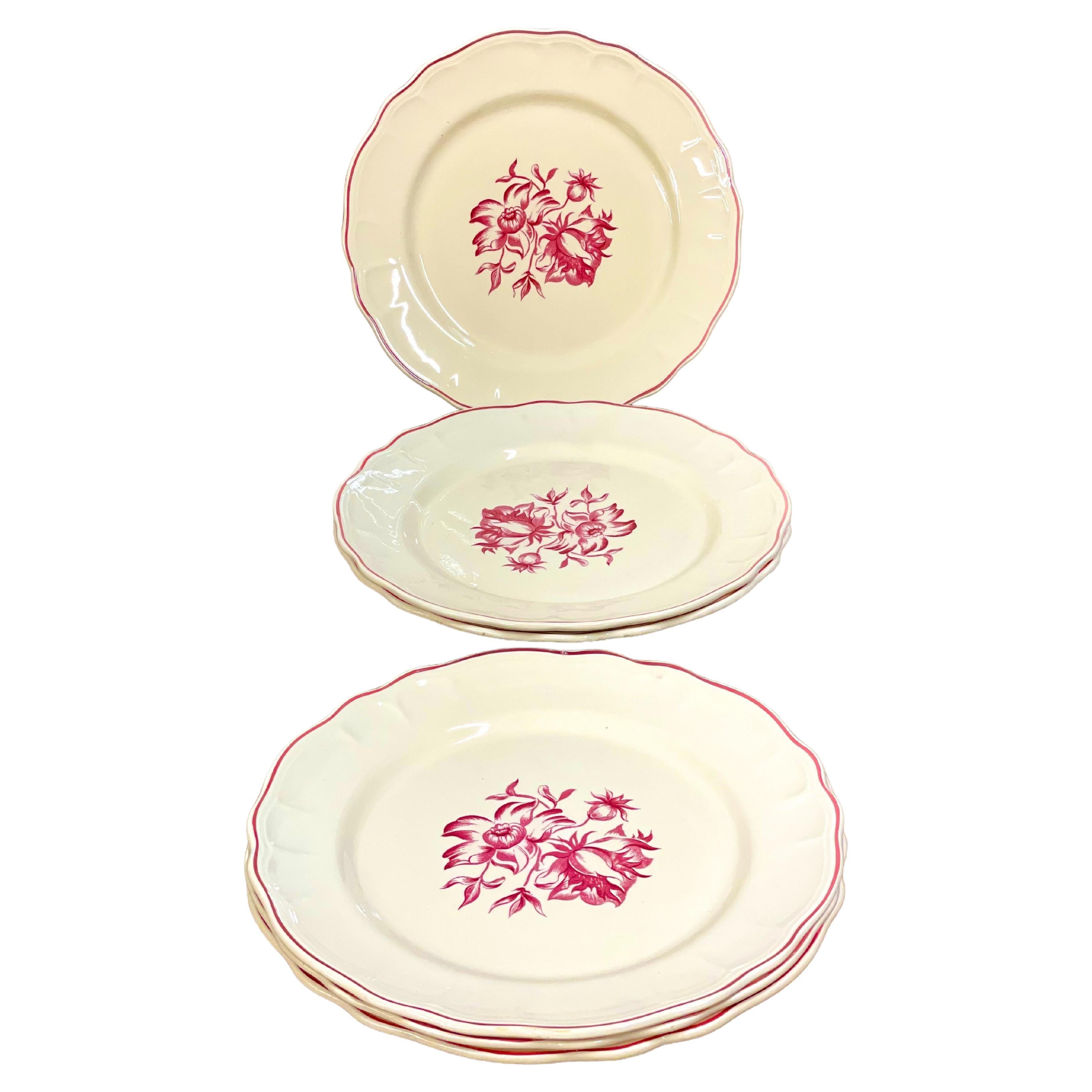 Set of Six Vintage Creamware Plates