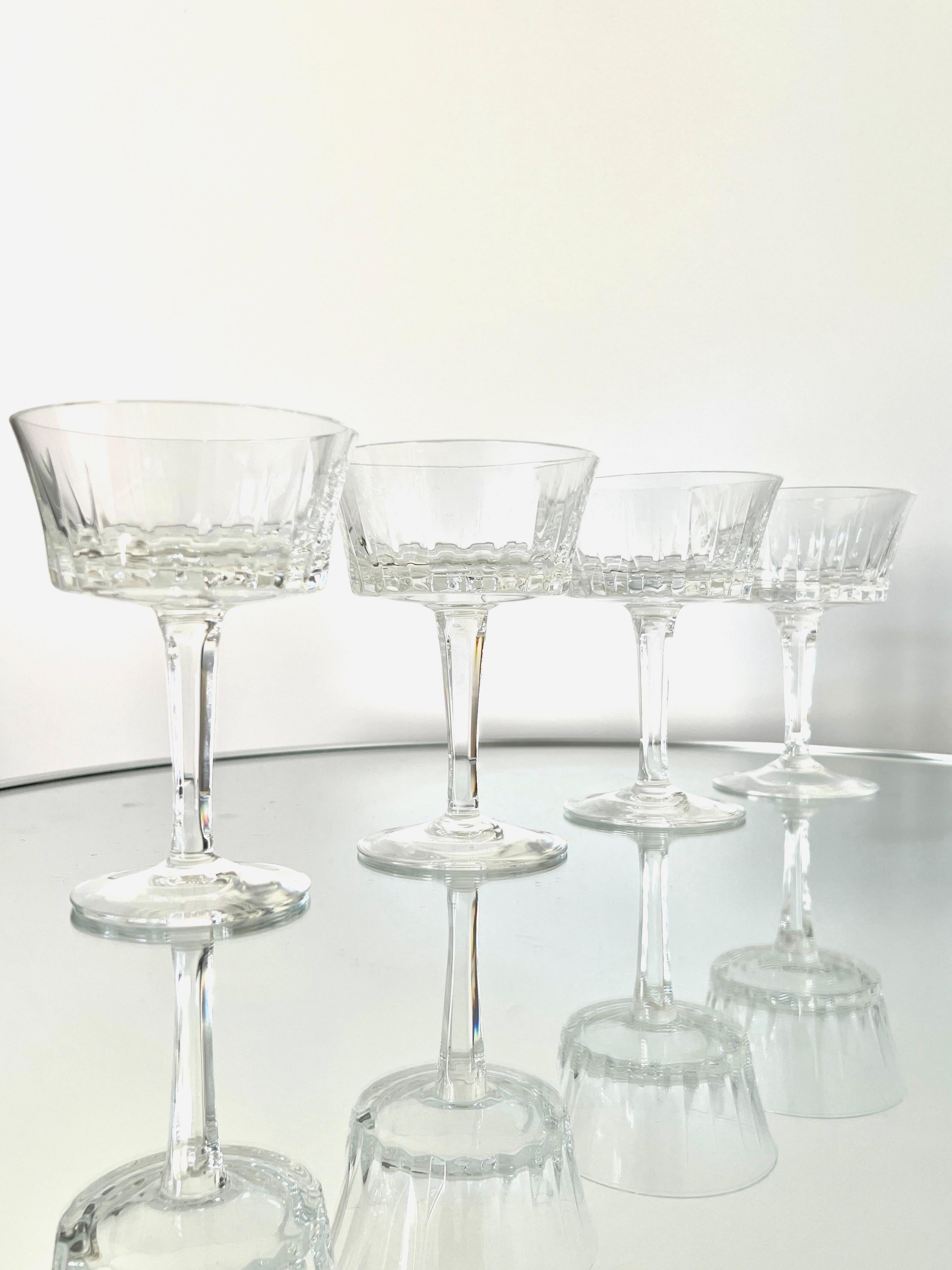 Set of Six Vintage Crystal Champagne Coupes by Gorham, c. 1970's For Sale 2