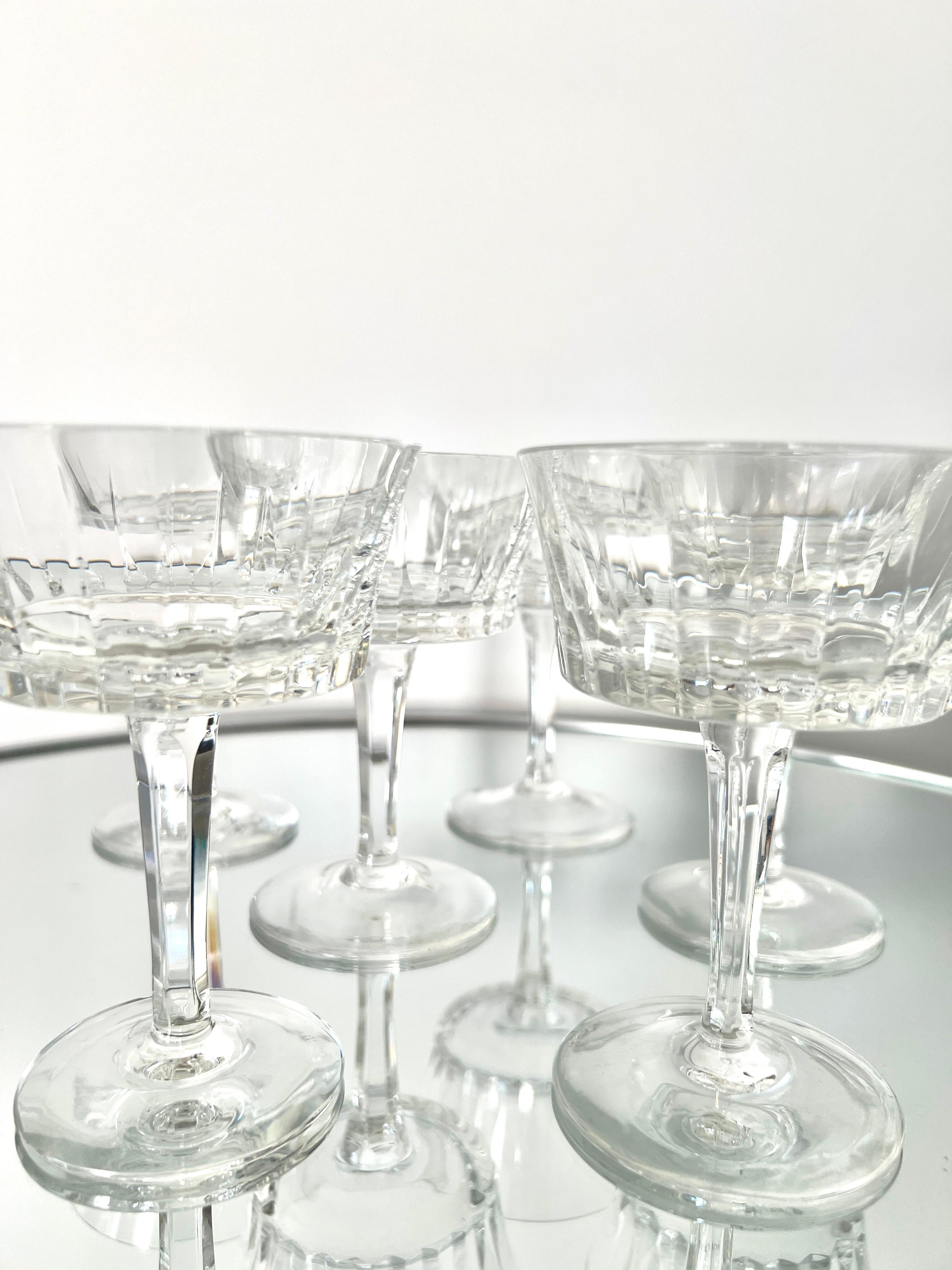 American Set of Six Vintage Crystal Champagne Coupes by Gorham, c. 1970's For Sale