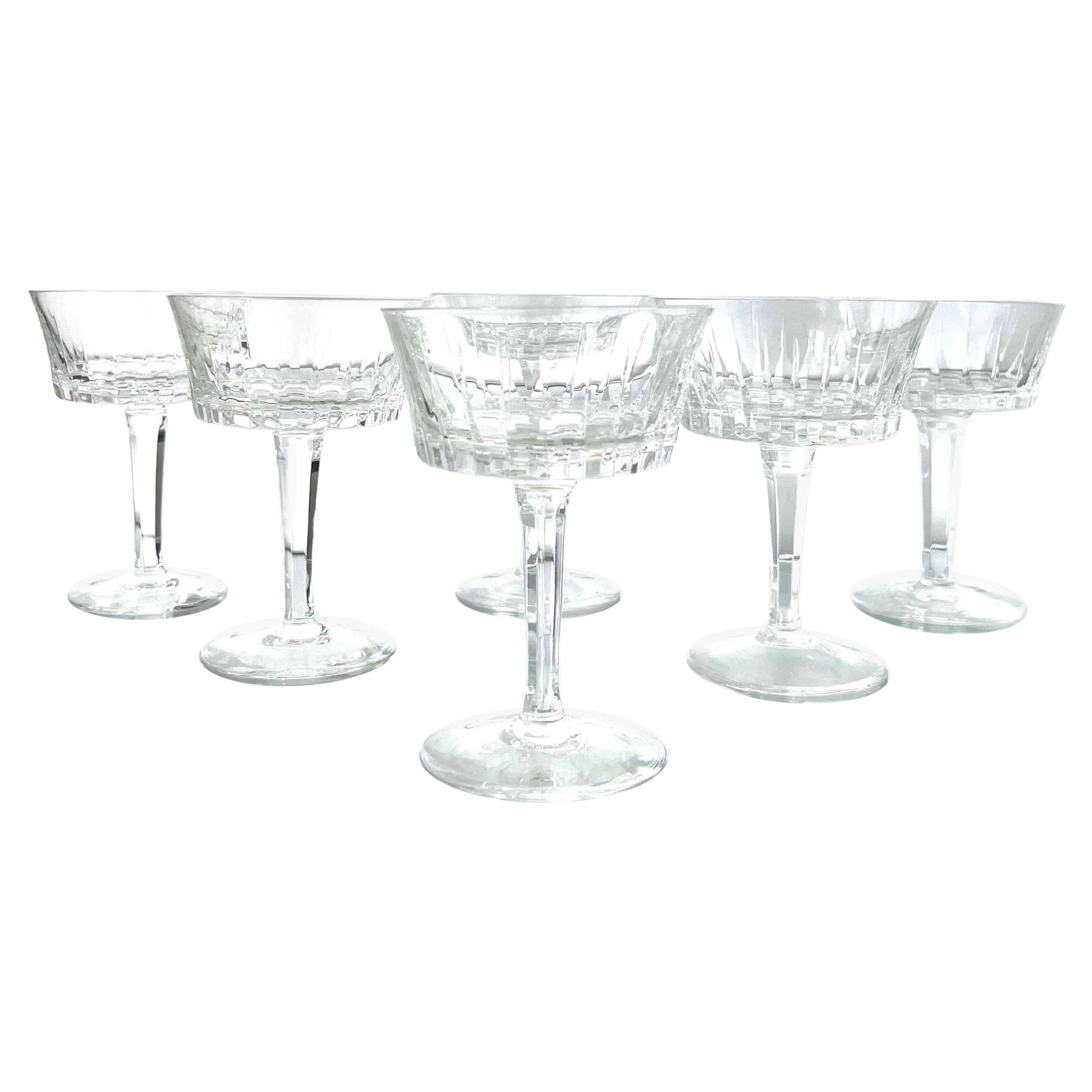 Ensemble de six Coupes à Champagne Vintage en Cristal de Gorham, vers 1970