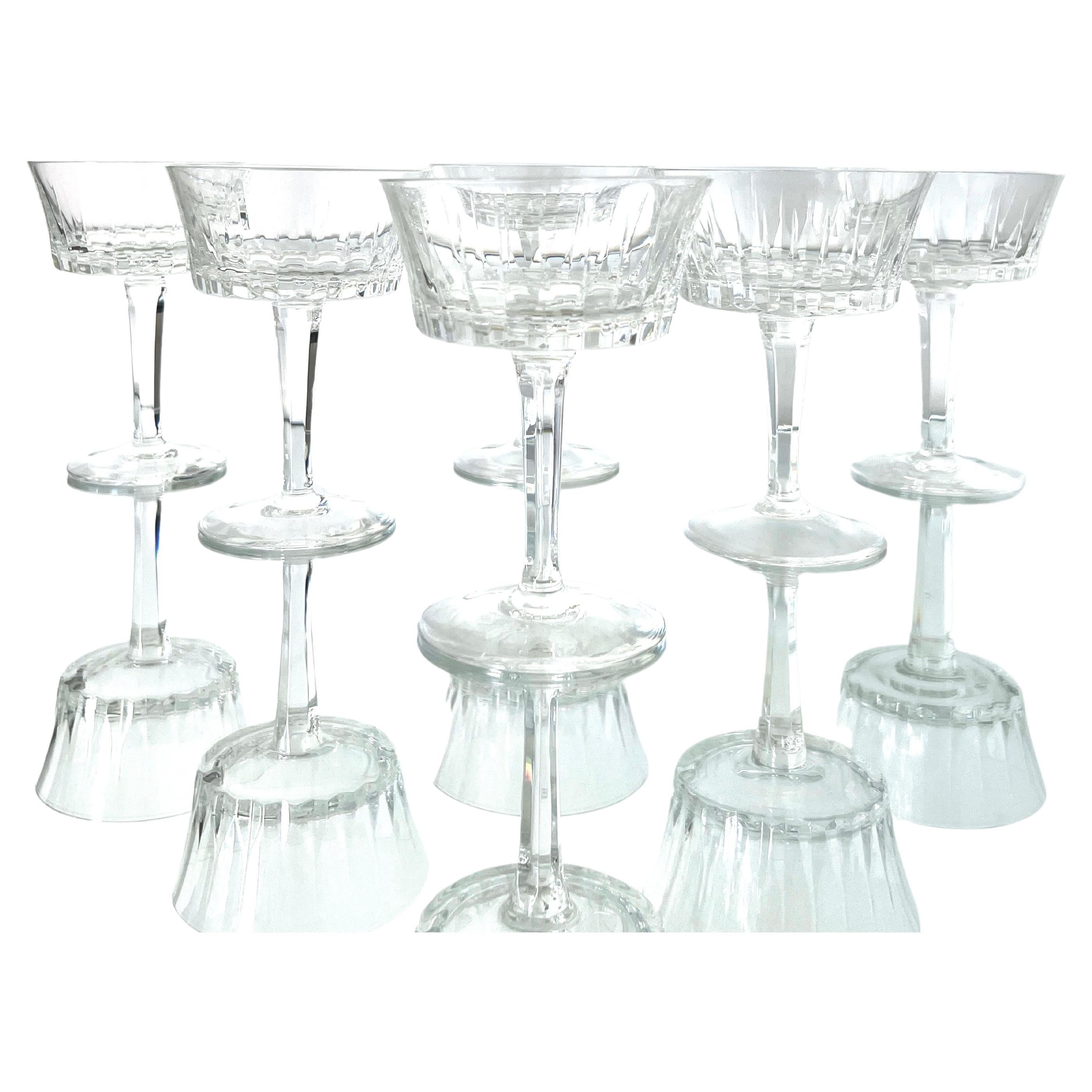 Set of Eight Vintage Waterford Crystal Coupe Champagne Glasses, circa