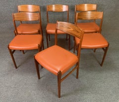 Set of Six Vintage Danish Mid-Century Modern Rosewood and Leather Dining Chairs