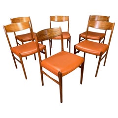 Set of Six Vintage Danish Mid Century Modern Rosewood and Leather Dining Chairs