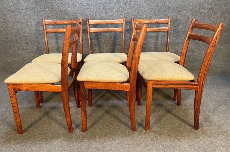 Scandinavian Modern Set of Six Vintage Danish Mid-Century Modern Rosewood Dining Chairs by Skovby For Sale