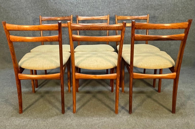 Woodwork Set of Six Vintage Danish Mid-Century Modern Rosewood Dining Chairs by Skovby For Sale