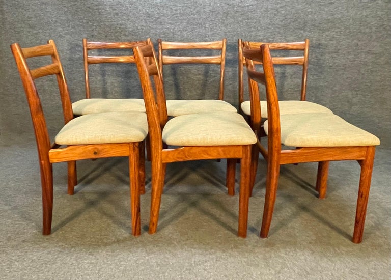 Mid-20th Century Set of Six Vintage Danish Mid-Century Modern Rosewood Dining Chairs by Skovby For Sale