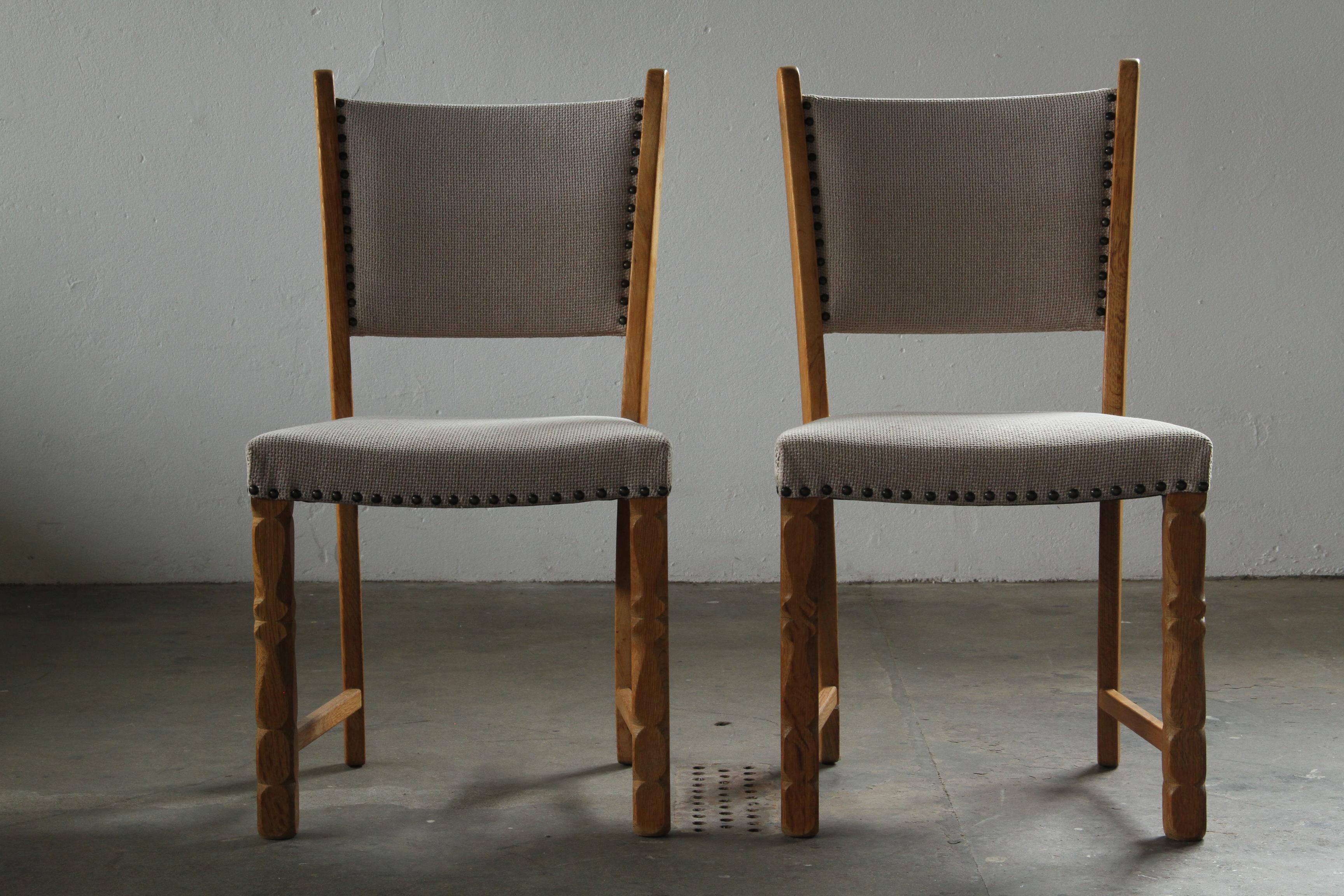 Ensemble de six chaises de salle à manger vintage en Oak danois, style Henning Kjærnulf, années 1960 en vente 3