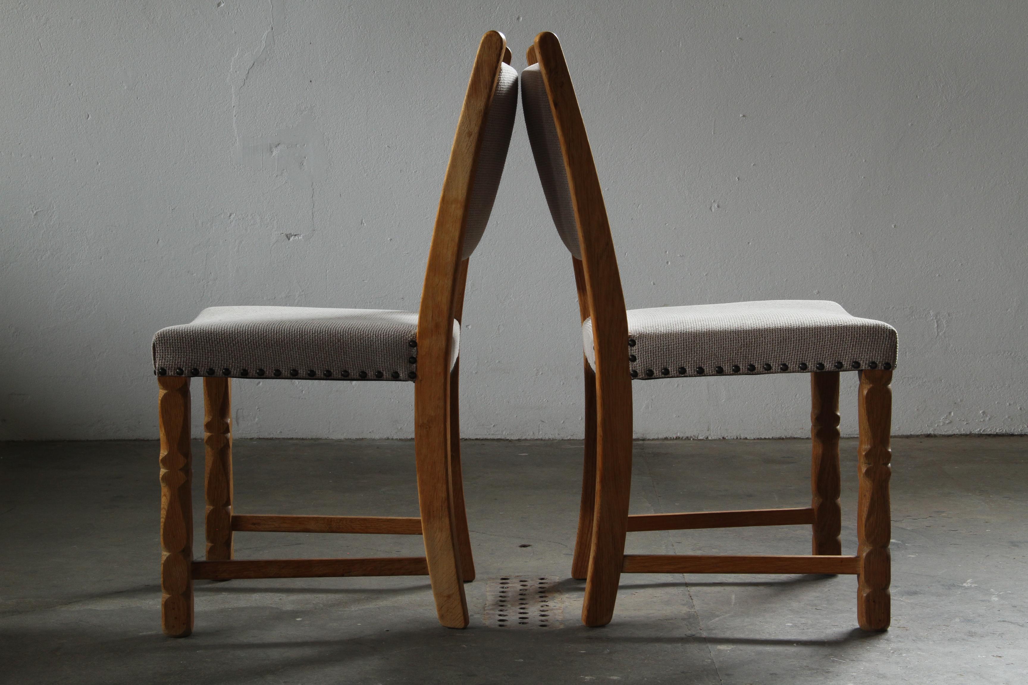 Ensemble de six chaises de salle à manger vintage en Oak danois, style Henning Kjærnulf, années 1960 en vente 4