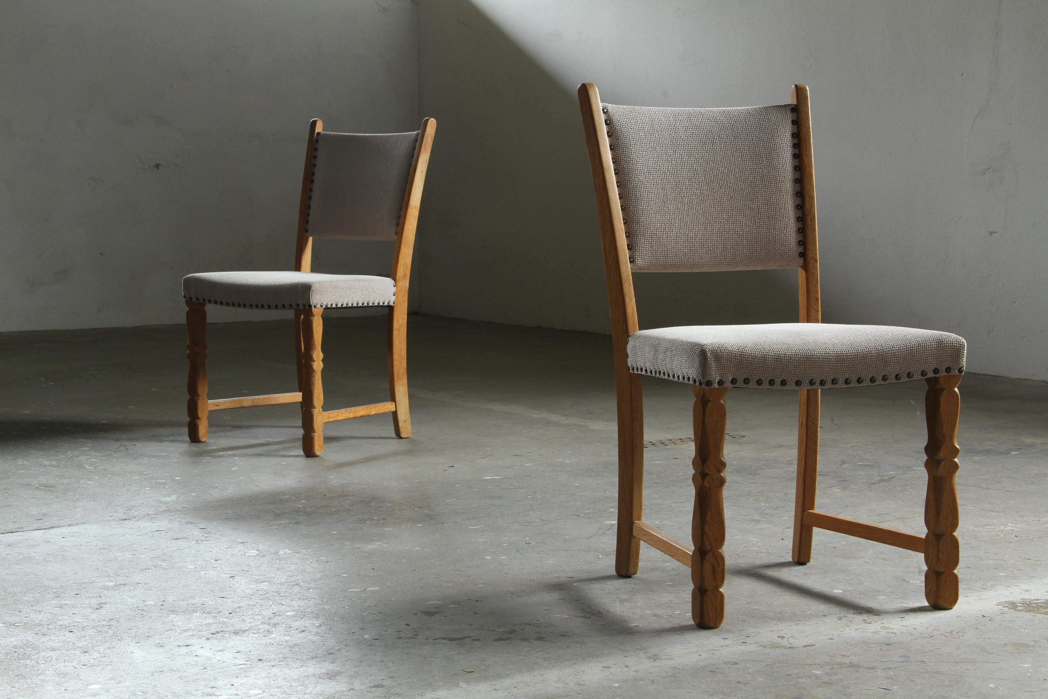 Ensemble de six chaises de salle à manger vintage en Oak danois, style Henning Kjærnulf, années 1960 en vente 2