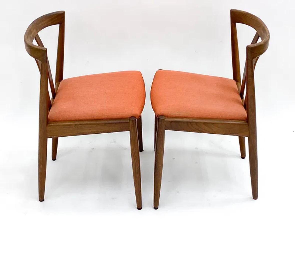 Fabric Set of six Vintage Danish teak dining side chairs For Sale