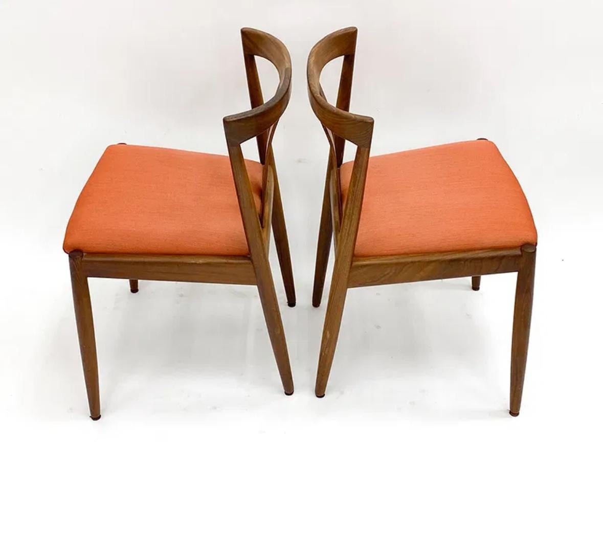Set of six Vintage Danish teak dining side chairs For Sale 3