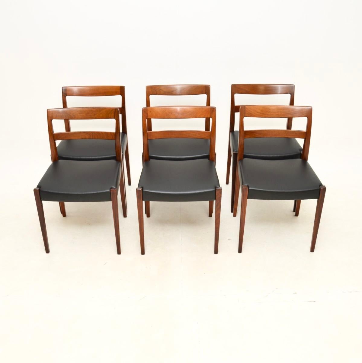 A fantastic set of six vintage dining chairs by Nils Jonsson. They were made in Sweden, they date from the 1960’s.

The quality is outstanding, the frames are finely sculpted, sturdy and well built. The has a gorgeous colour tone and lovely grain